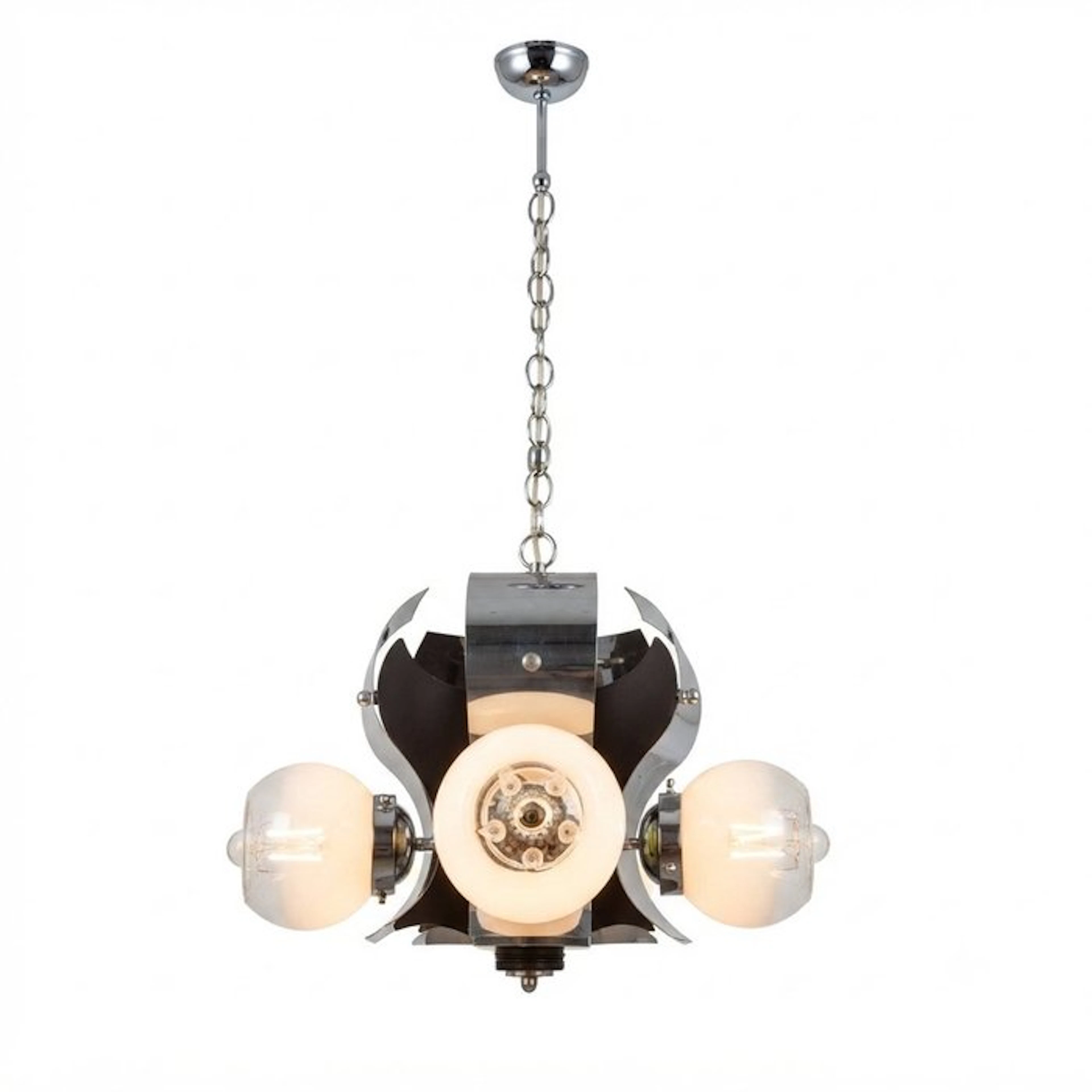 Hanging lamp - space age - Glass, Wood, Metal - Space Age
