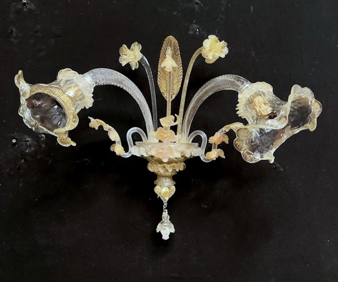 Wall sconce - No reserve - Transparent glass with a gold coin