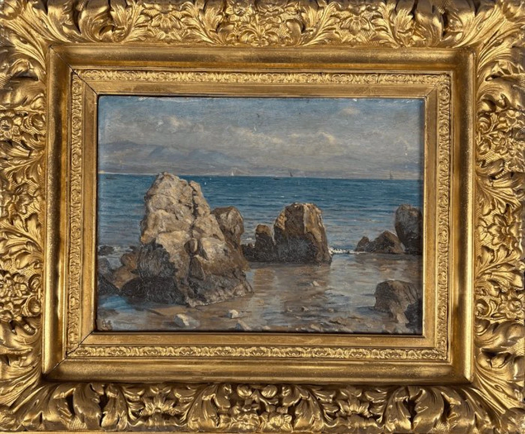 Jules Masure (1819-1910) - Paysage de bord de mer Méditerranée