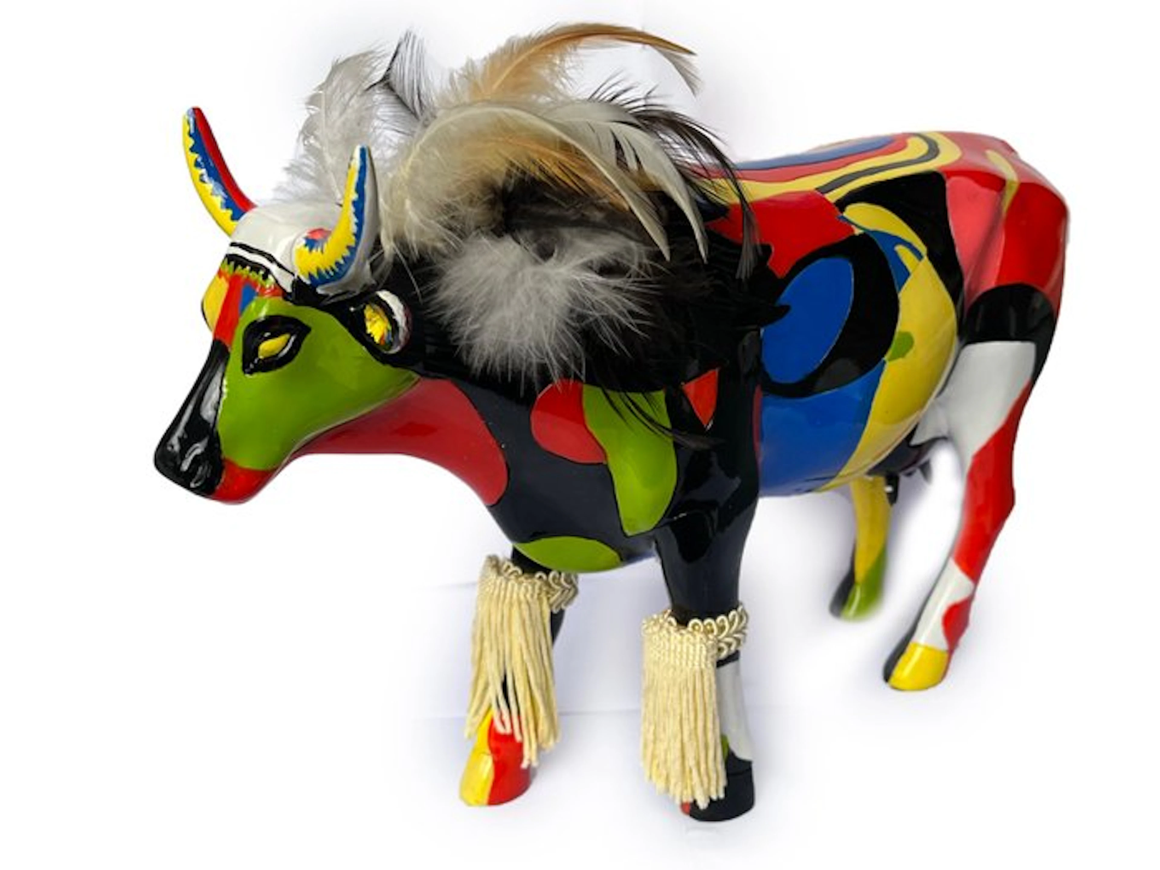 CowParade - Joseph Ndlovu - Sculpture, Rickshaw - 20 cm - Resin, Feathers