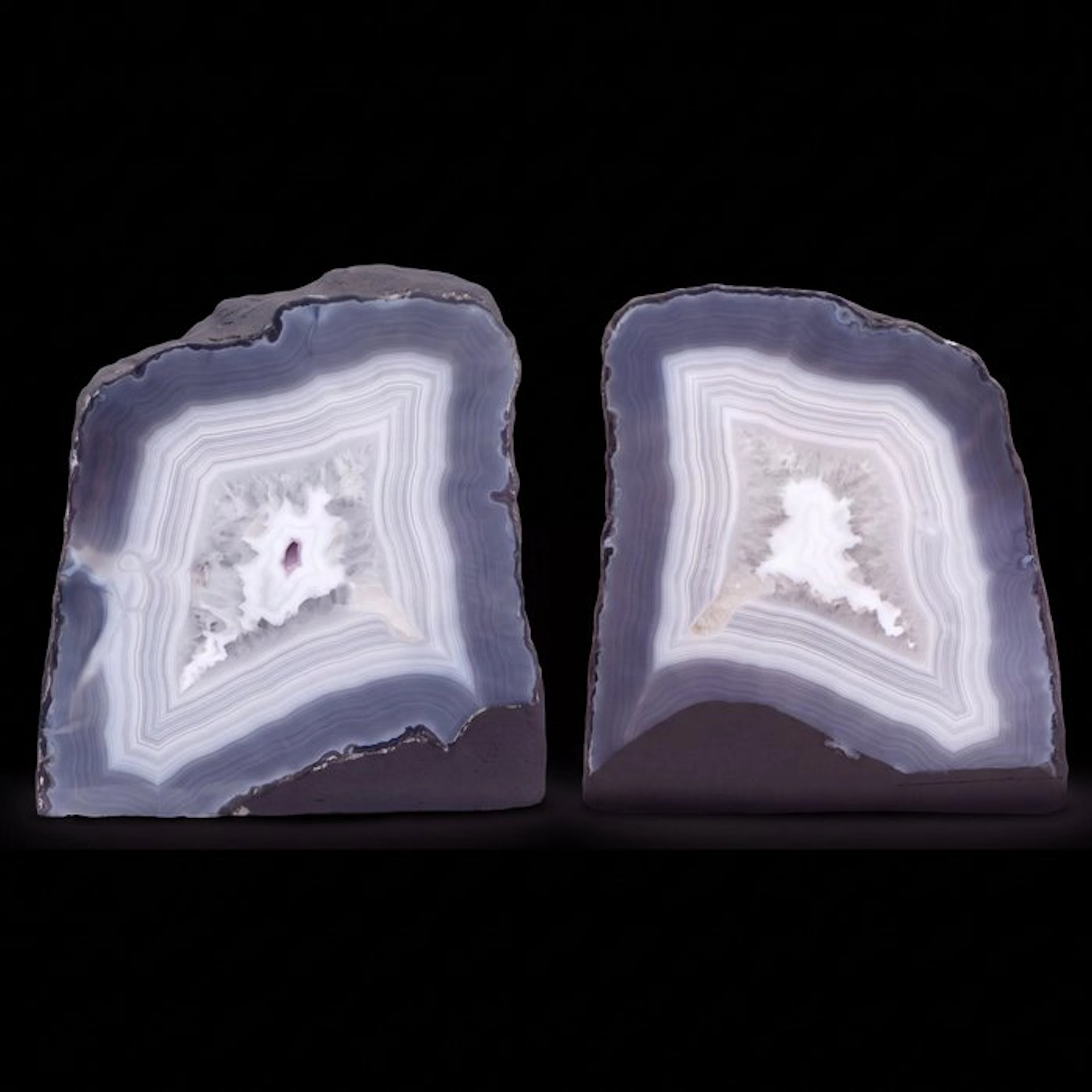 Blue Agate Pair - 20x19x10 cm - Geode- 12.8 kg