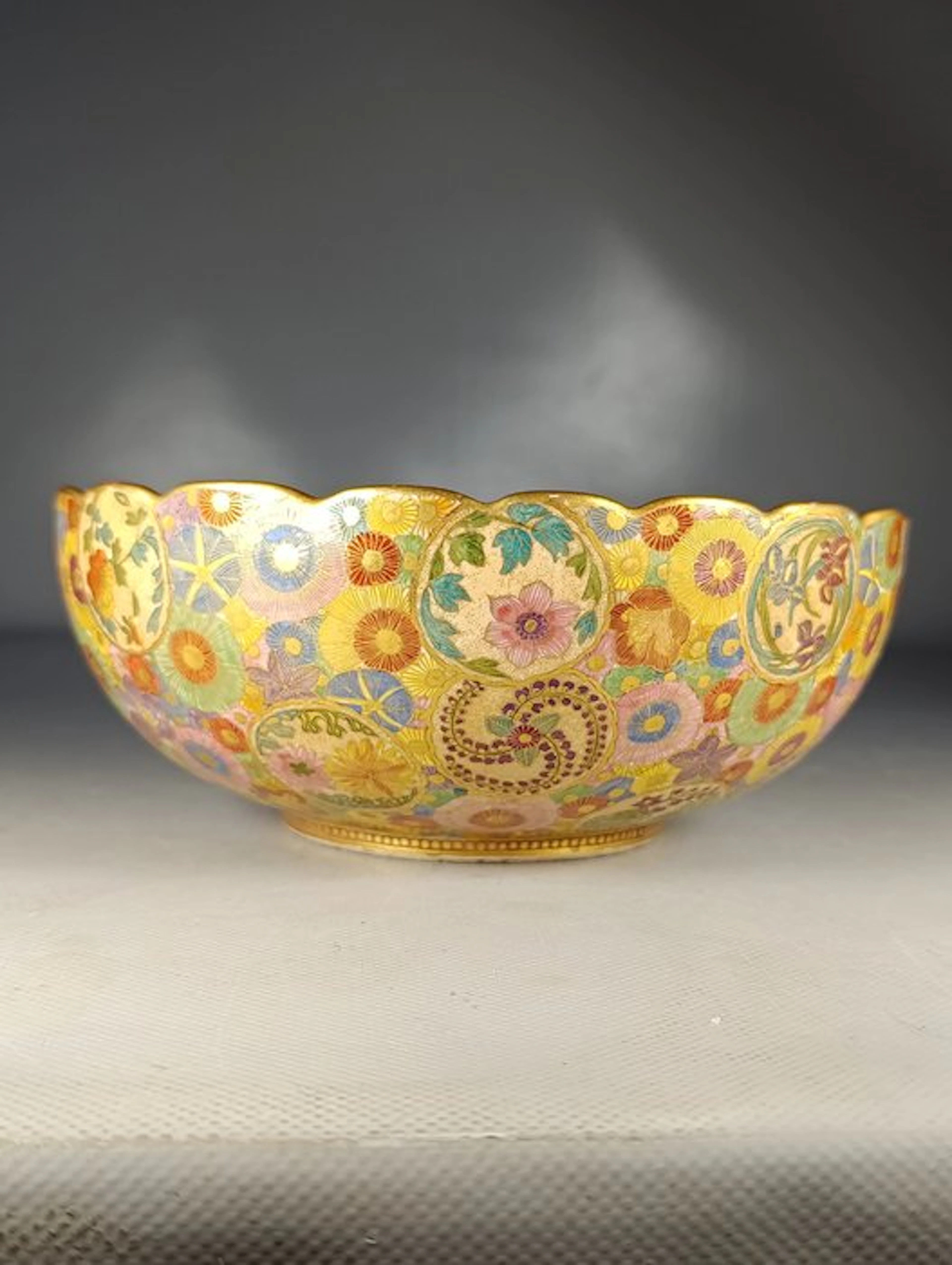 Bowl - Japon – Grande coupe / bol Satsuma / Kutani à...