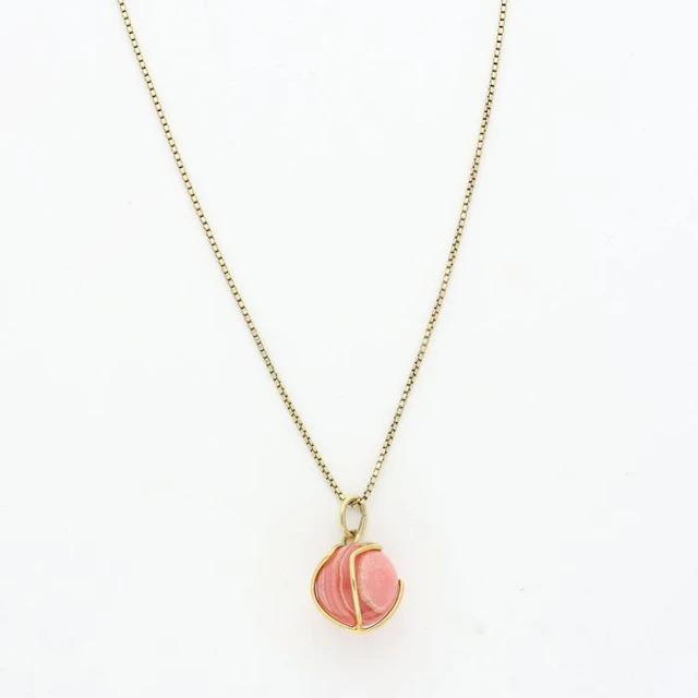 Necklace - 14 kt. Yellow gold - Rhodochrosite