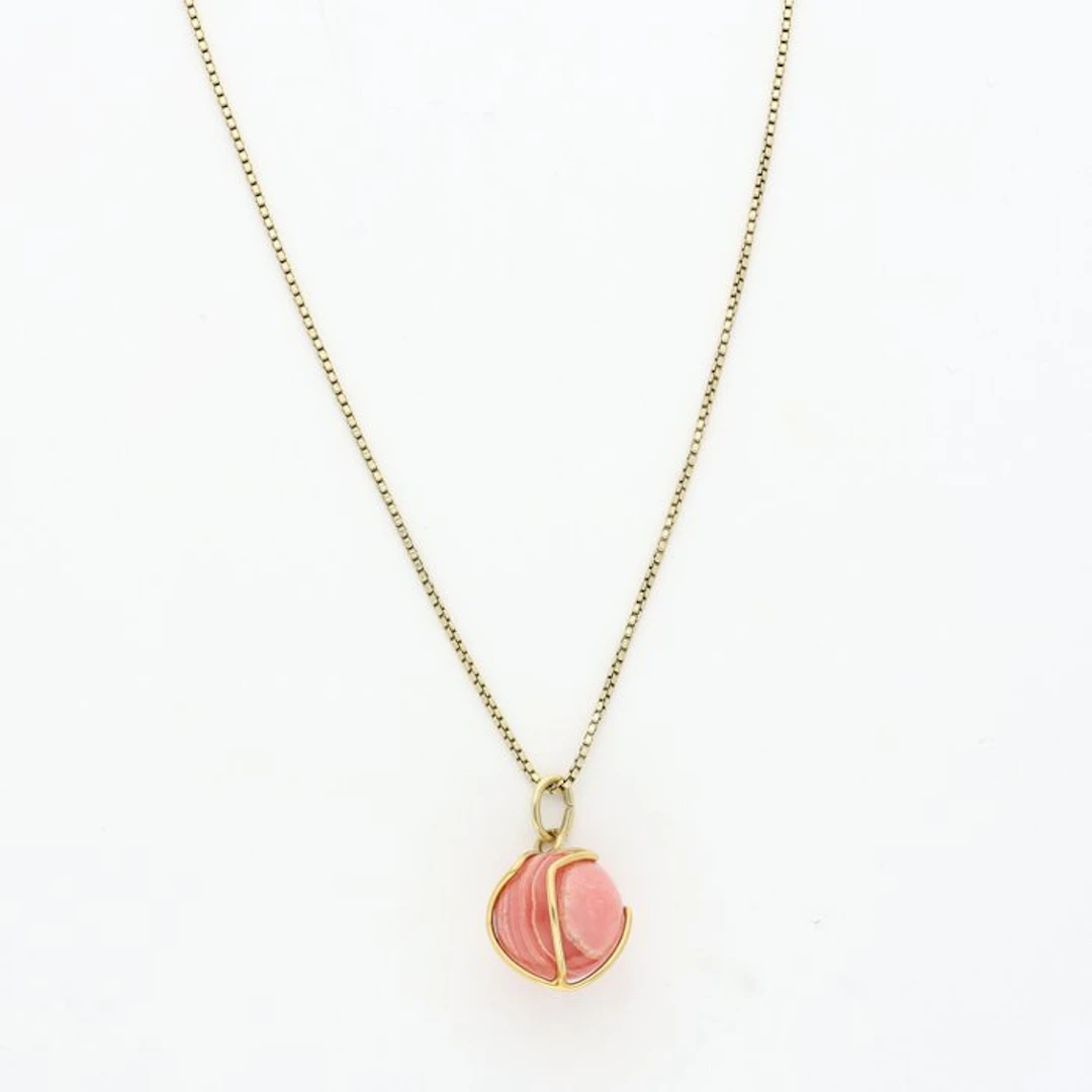 Necklace - 14 kt. Yellow gold - Rhodochrosite