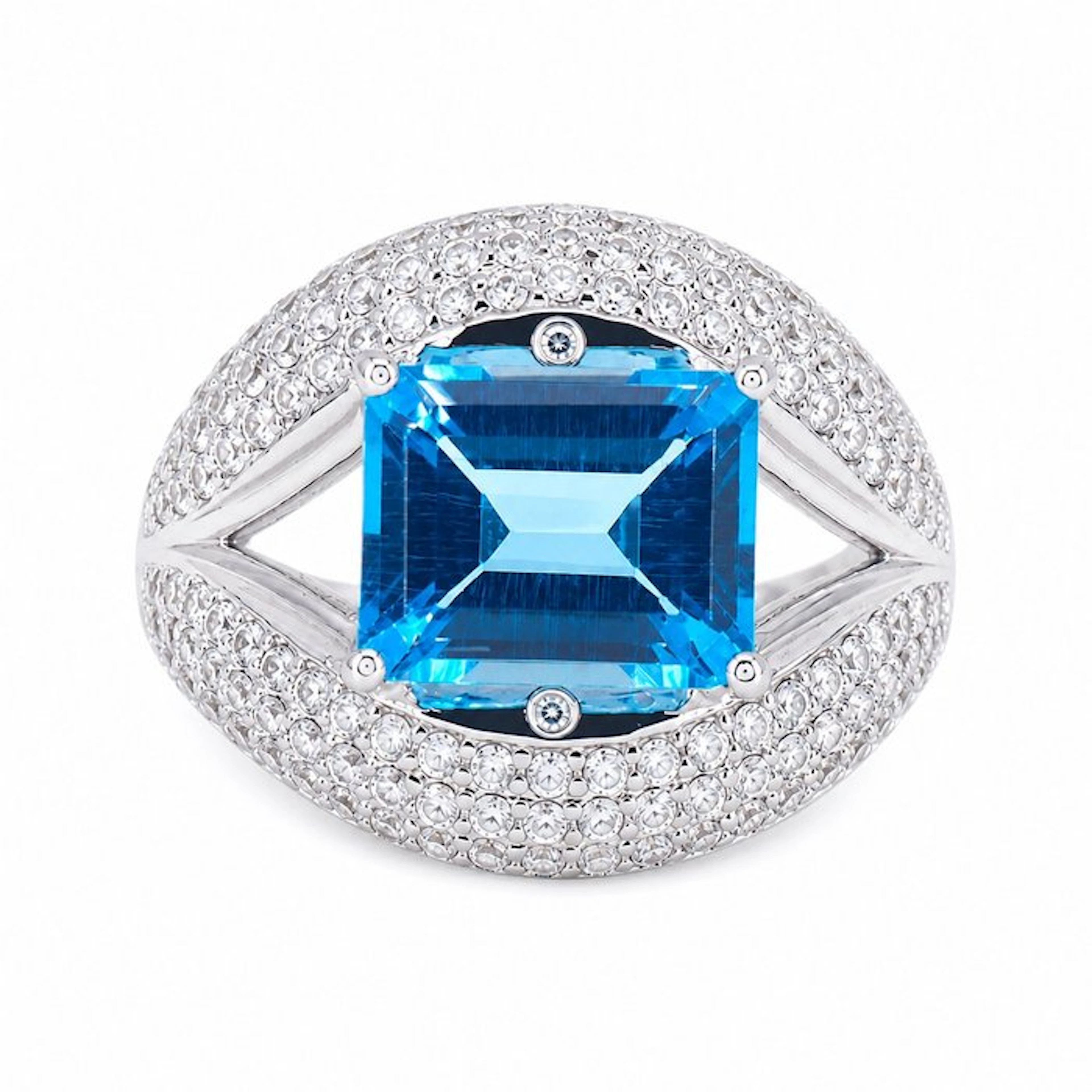 No reserve price - Ring Gold-plated Topaz - Diamond - 18K Gold Plated