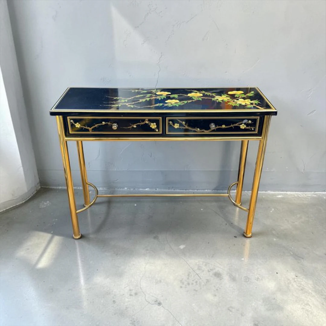 Stilart - Console table - Two Drawers - Brass, Wood - Floral Decoration