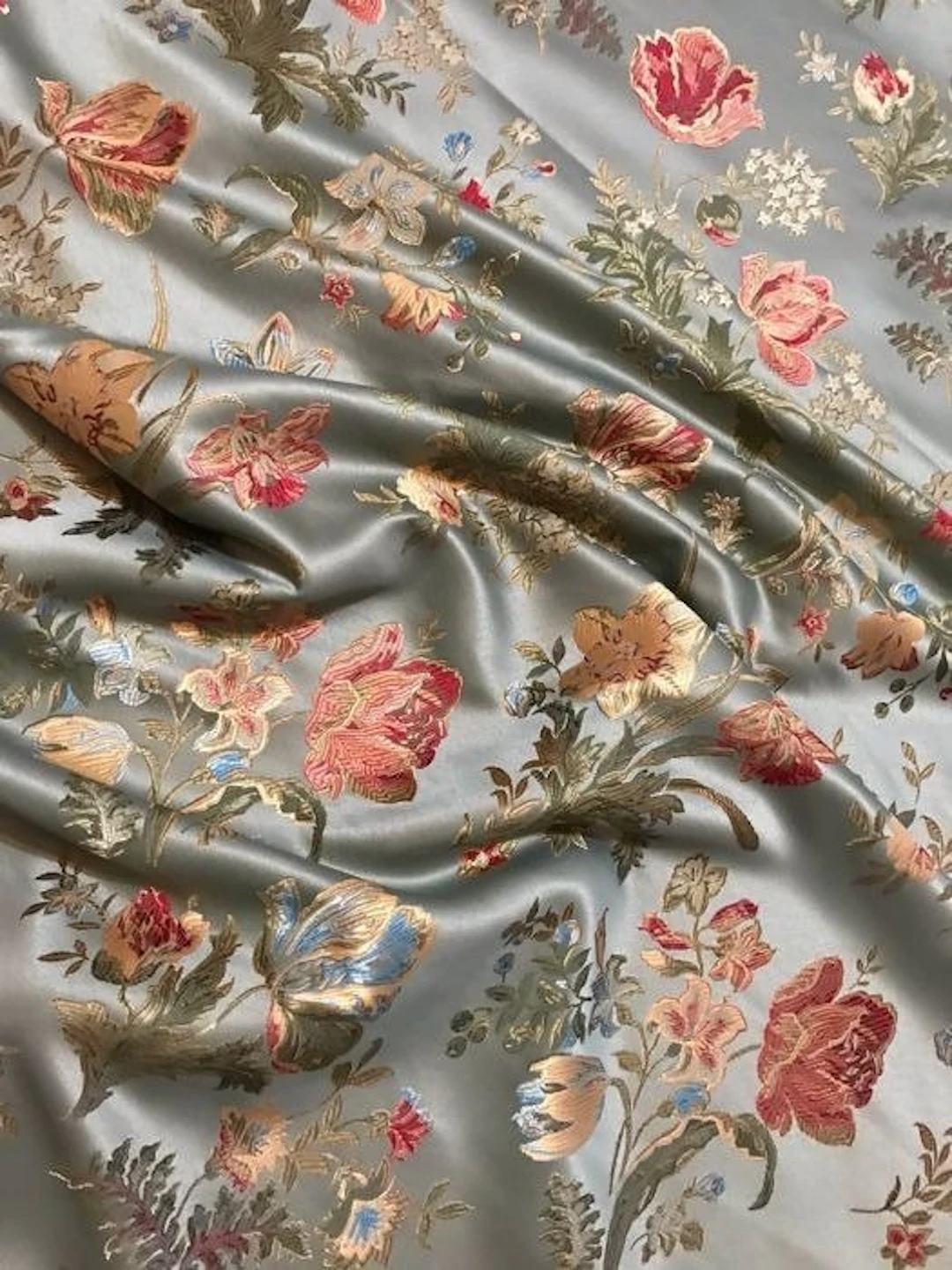 San Leucio damask fabric in green silk blend - Textile - 280 cm - 190 cm