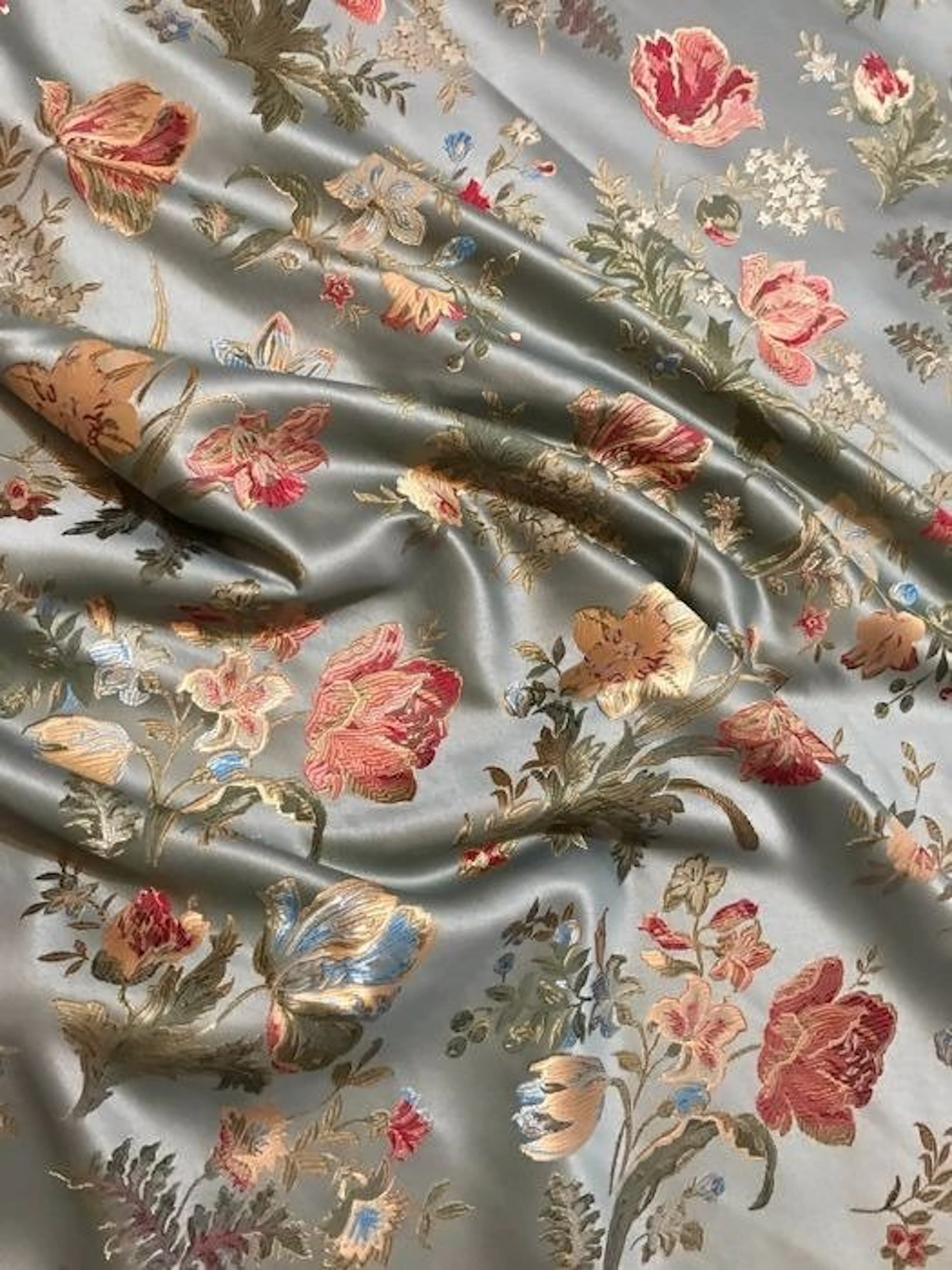 San Leucio damask fabric in green silk blend - Textile - 280 cm - 190 cm