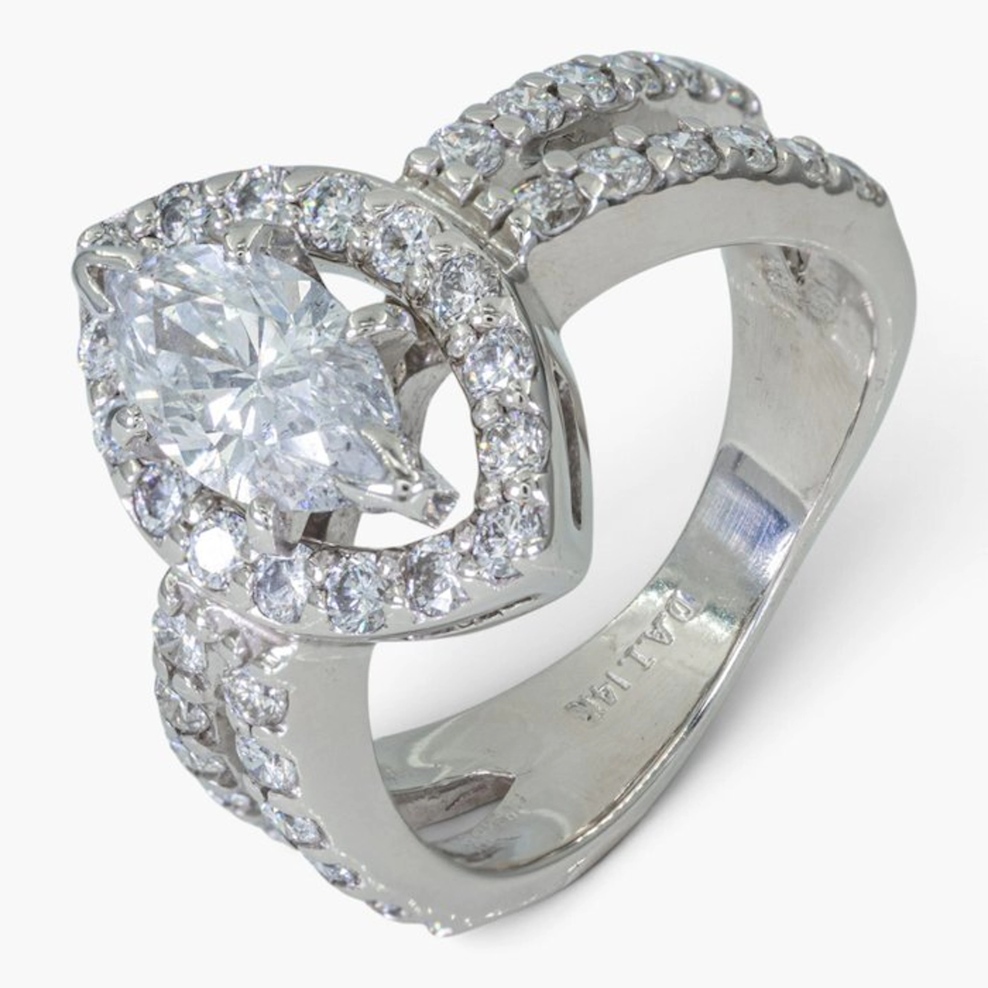 No reserve price - Ring - 14 kt. HRD, White gold - 2.18ct. tw. Diamond