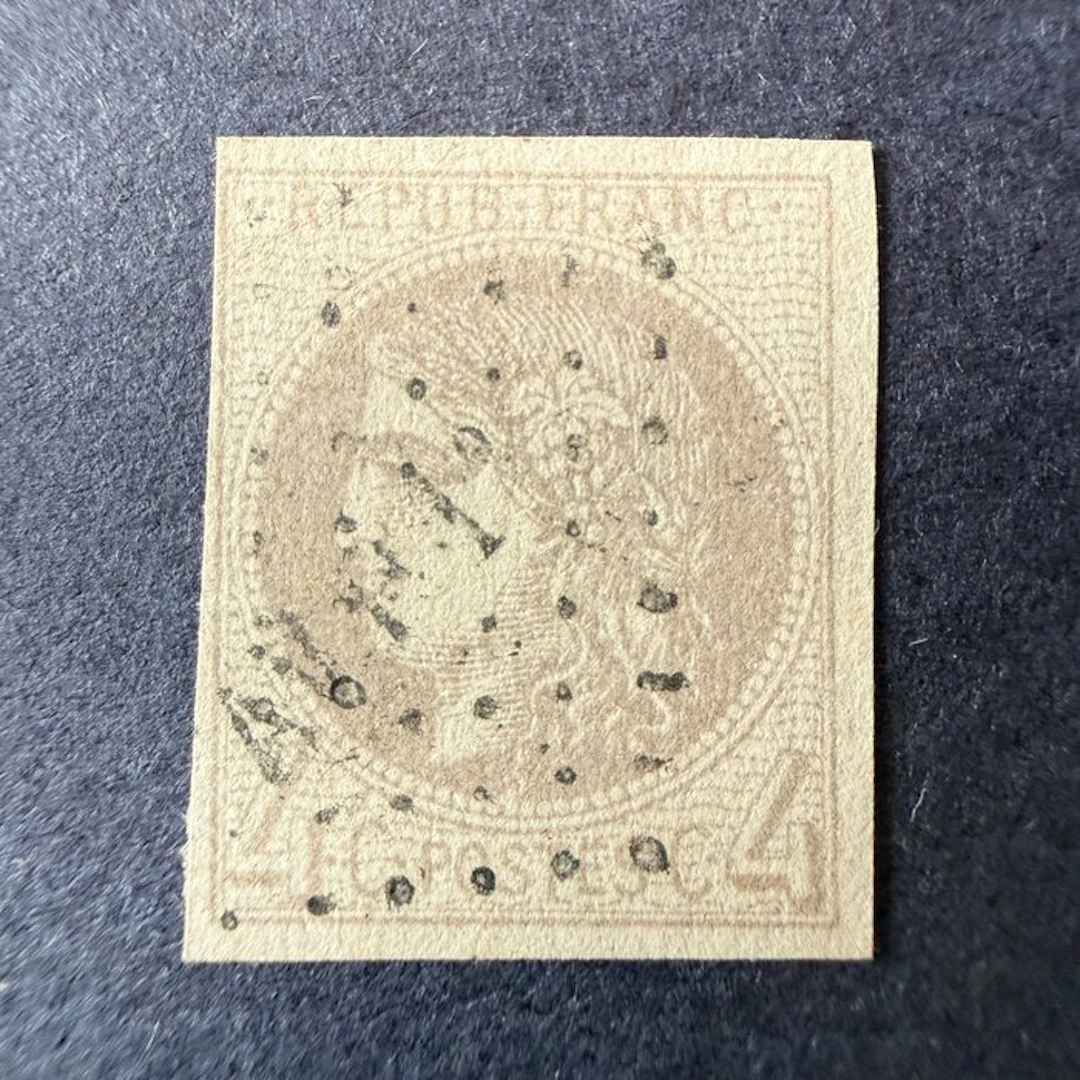 France - Yvert 41B 'Bordeaux 4c gray' with ambulant cancels. Very good.