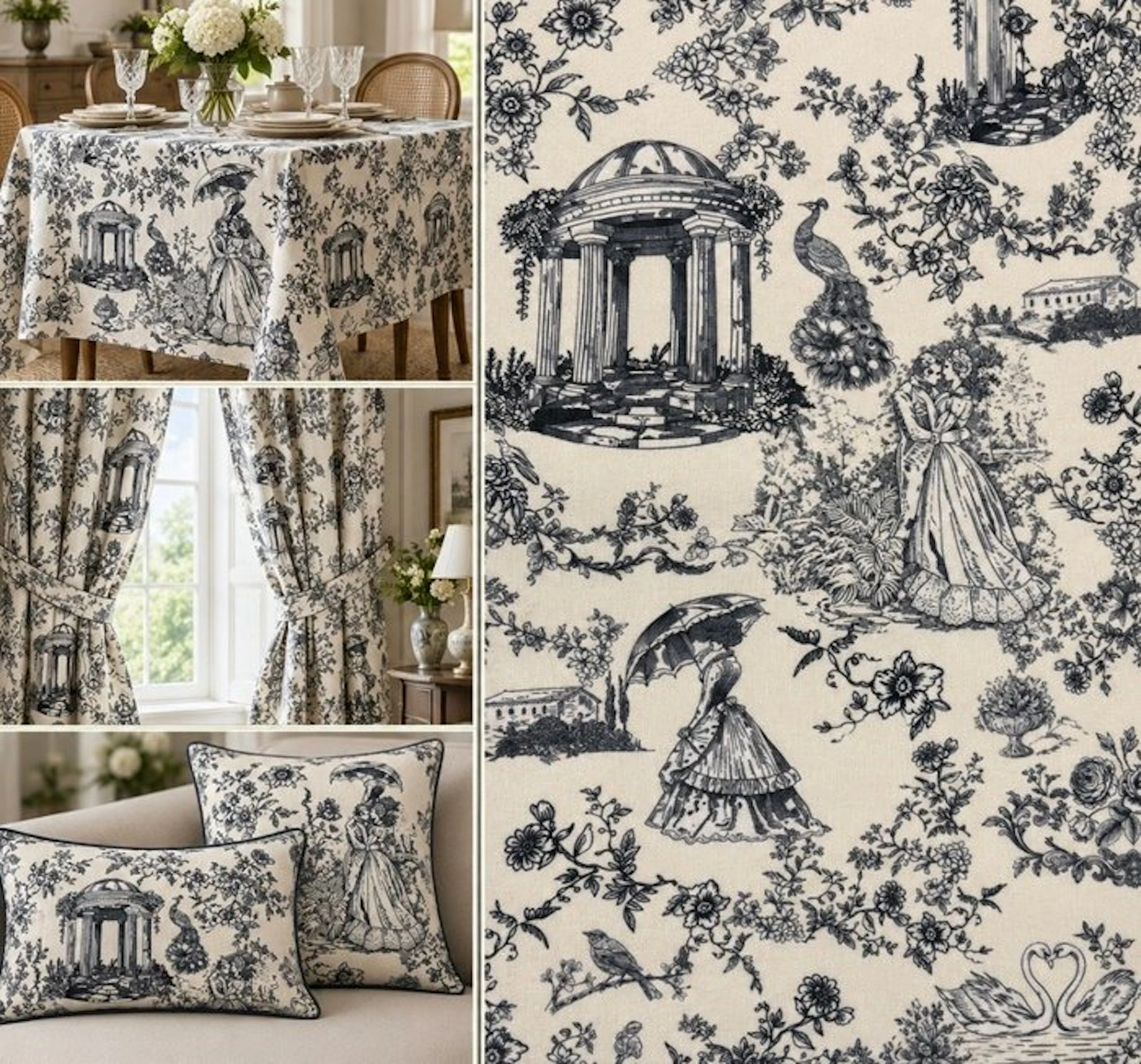 1637★Prestigious and exclusive Toile de Jouy fabric in...