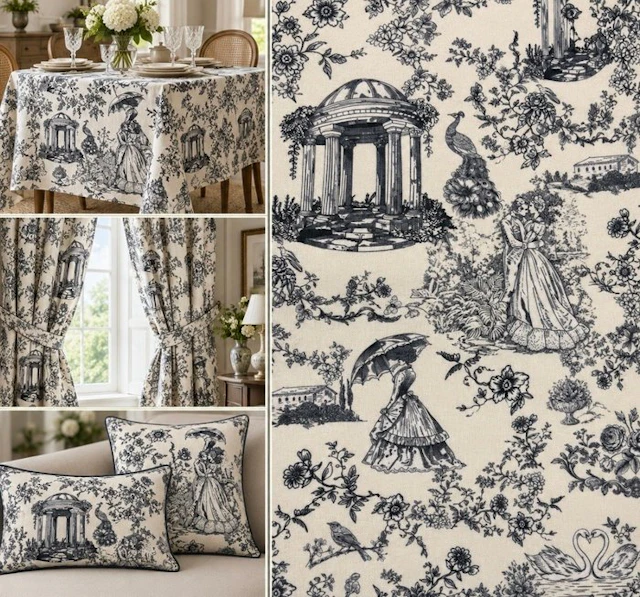1637★Prestigious and exclusive Toile de Jouy fabric in...