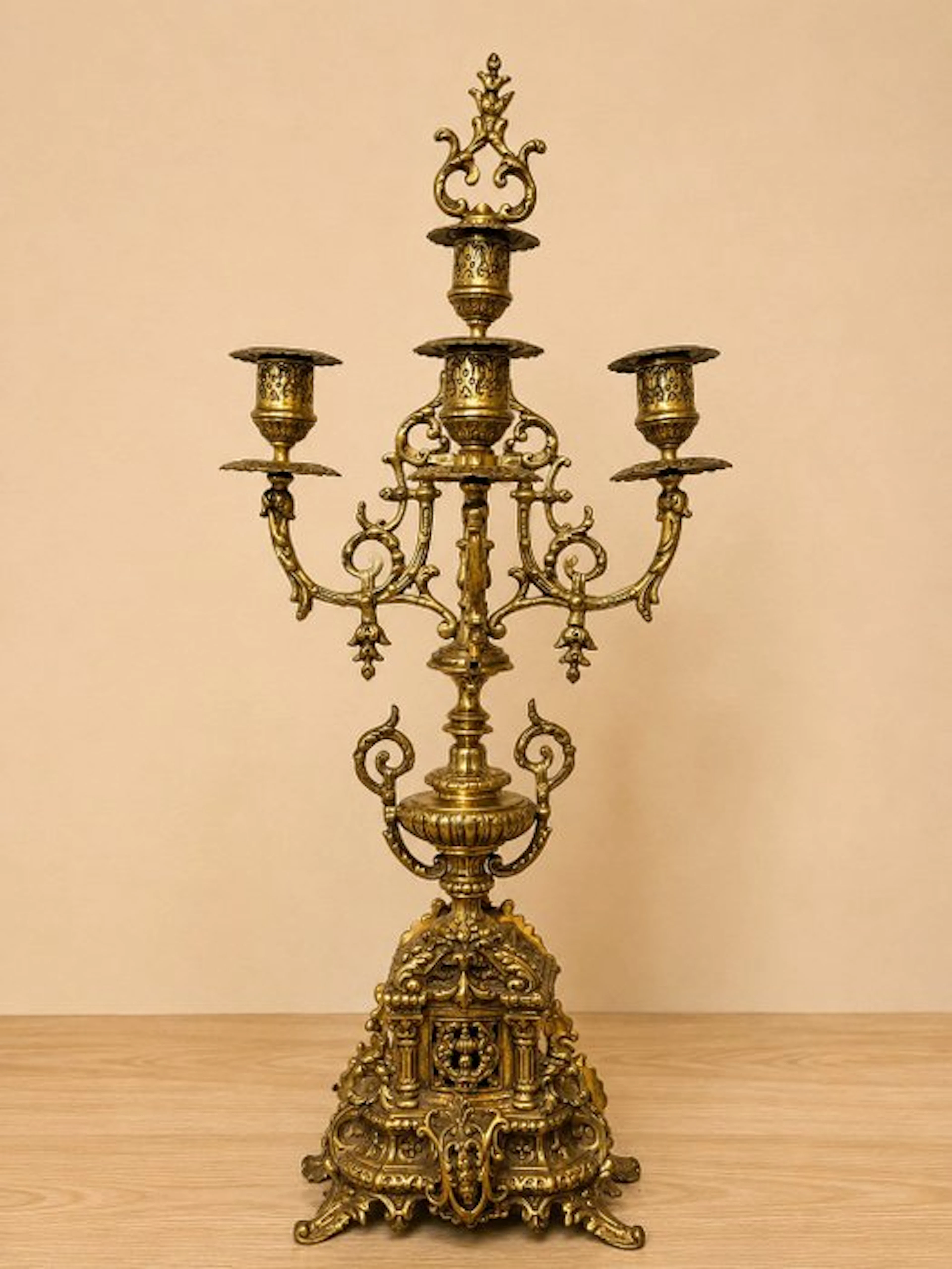 Candleholder - Brass, Bronze - French four-armed candlestick.