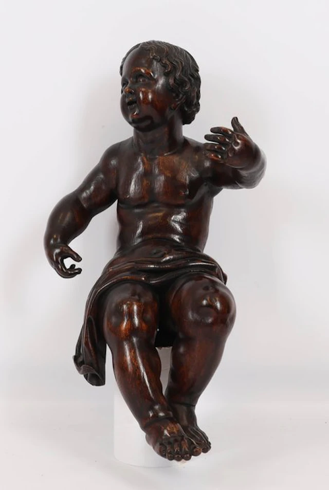 Sculpture, Vlaamse barokke putto - Hoop (Spes) - 66 cm - Oak