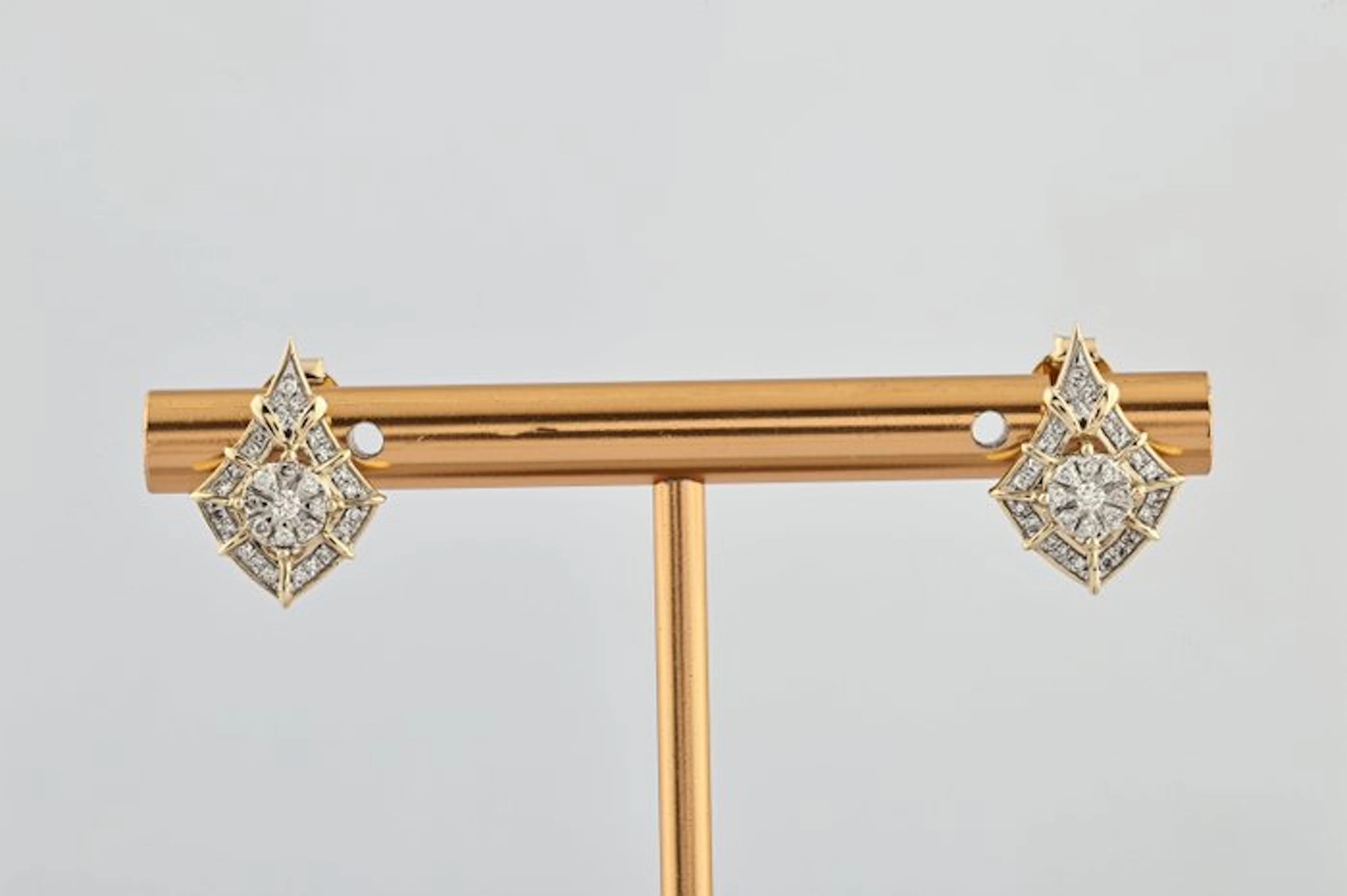 Earrings - 14 kt. Yellow gold - 0.23ct. tw. Diamond (Natural)
