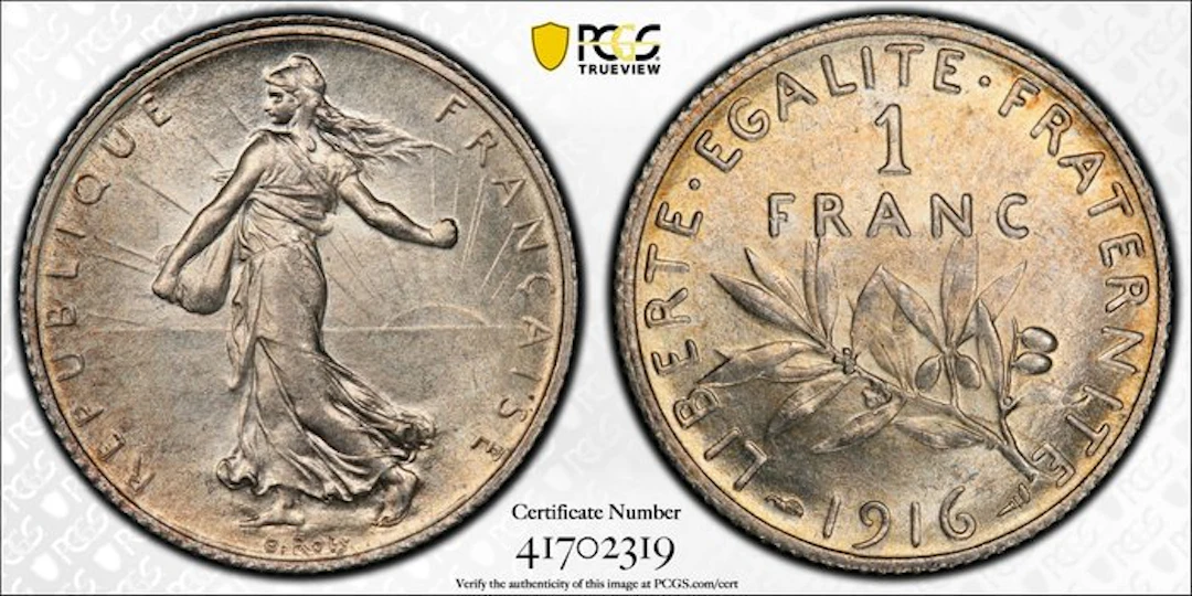 France. 1 Franc 1916 - PCGS MS63