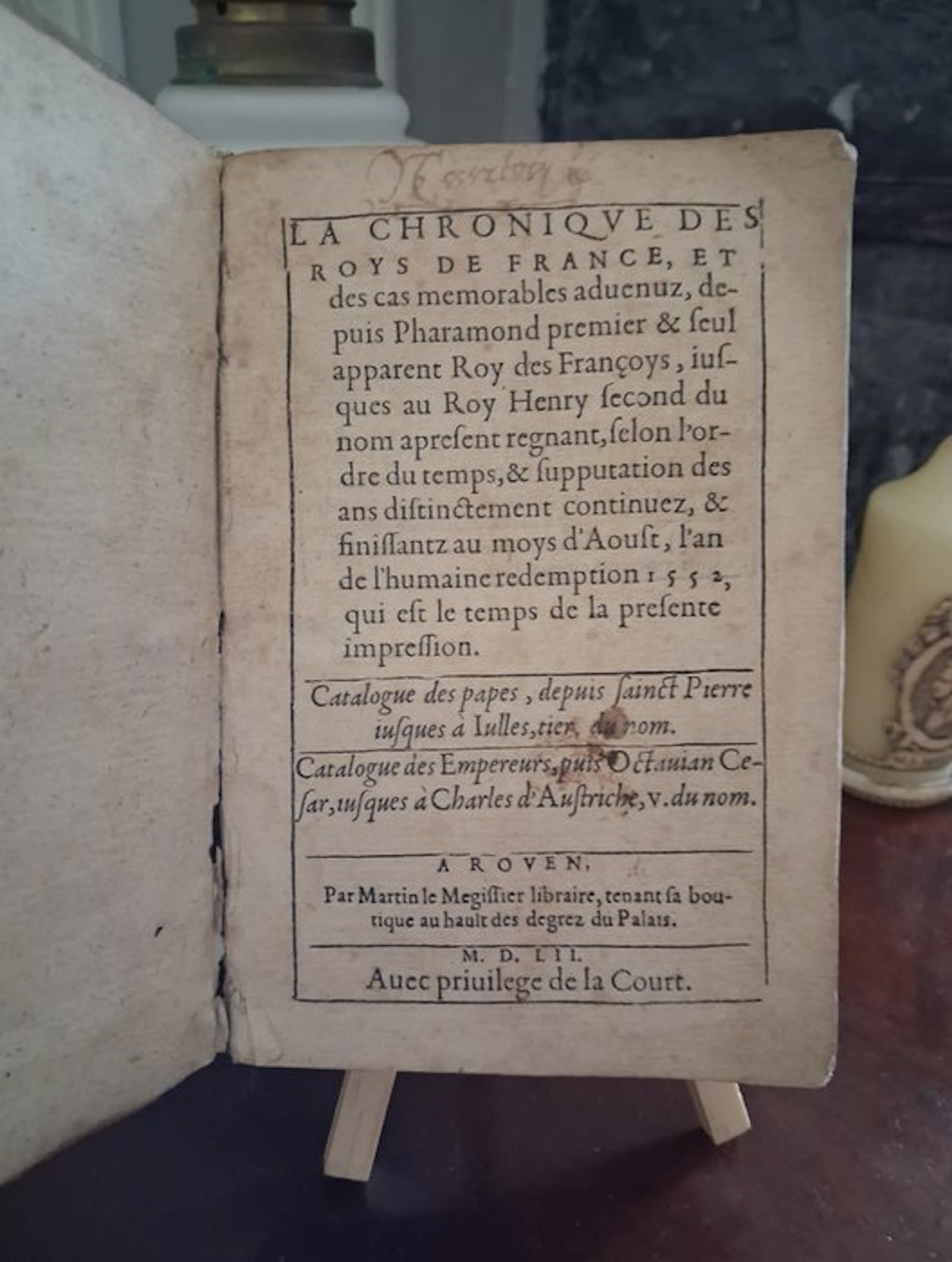 Martin le Megissier - La Chronique des roys de France - 1552