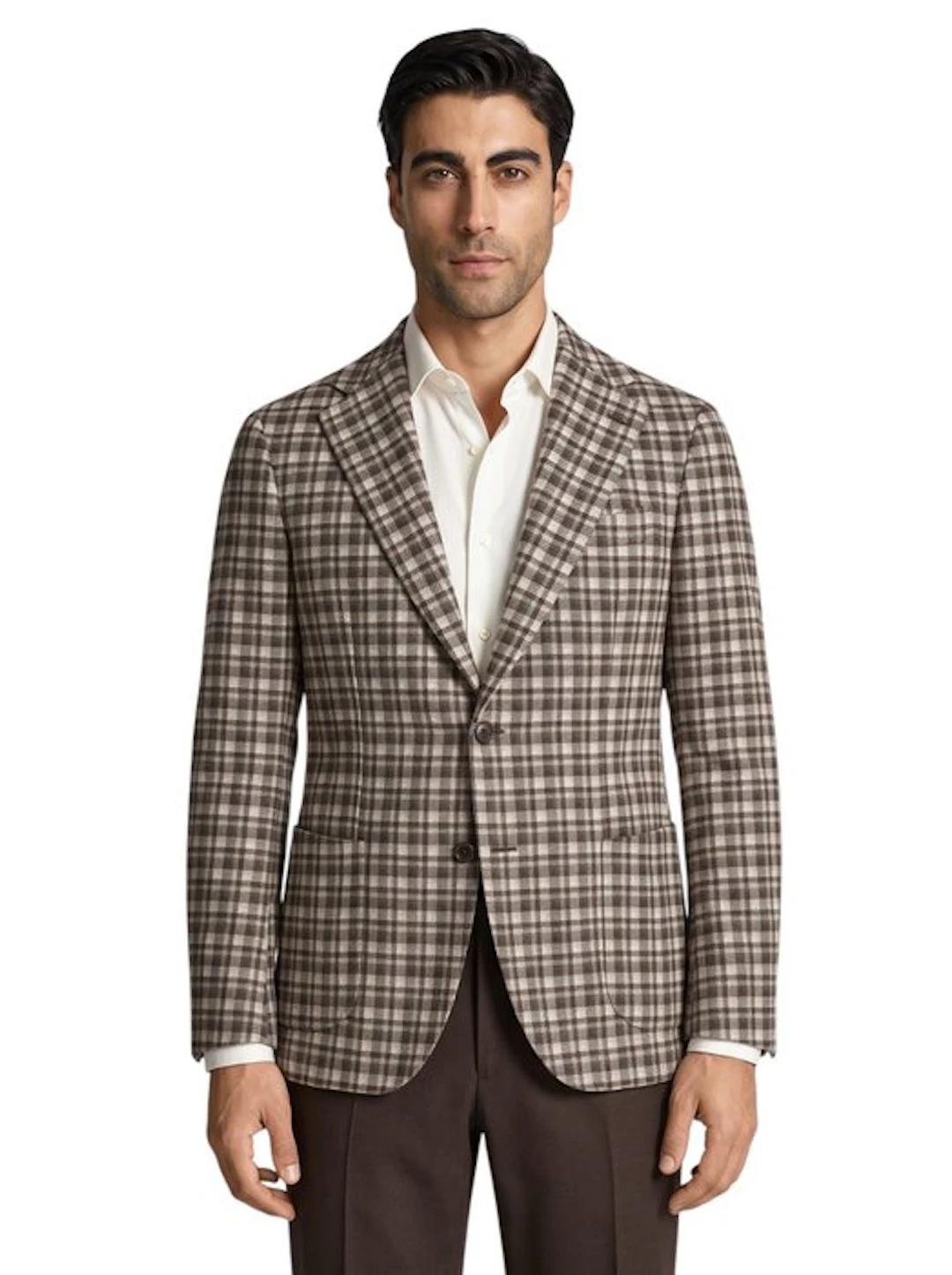 GIAMPAOLO - 52 IT - Blazer Jacket Ivory Checks Brown...