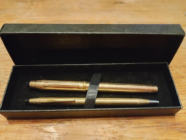 Cross - Elegante 'rolled-gold' schrijfset vulpen (14K nib...