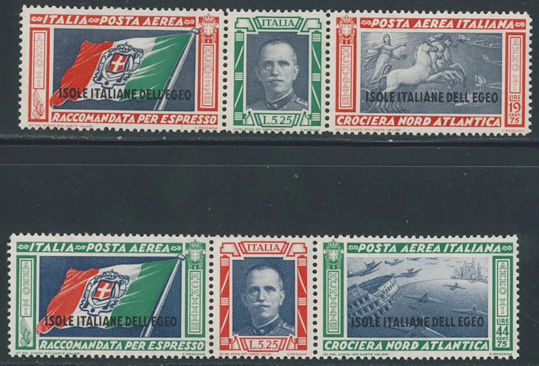 Italian Aegean Islands - general issues - Balbo Air Cruise triptychs