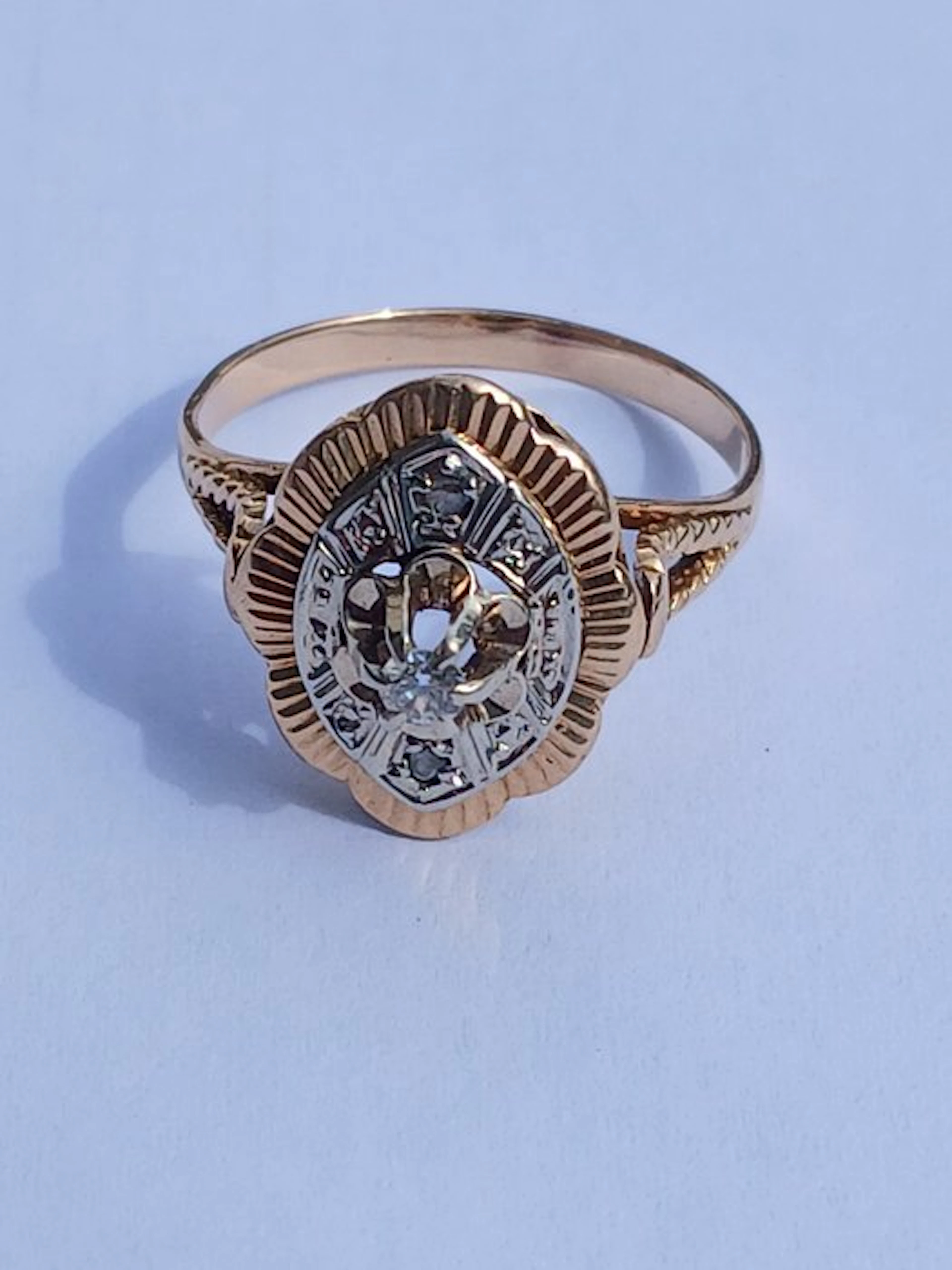 Ring - 18 kt. Yellow gold, White gold - 2 Gold Ring with Diamond
