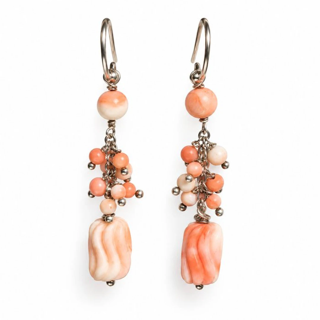 Coral - Silver - Earrings