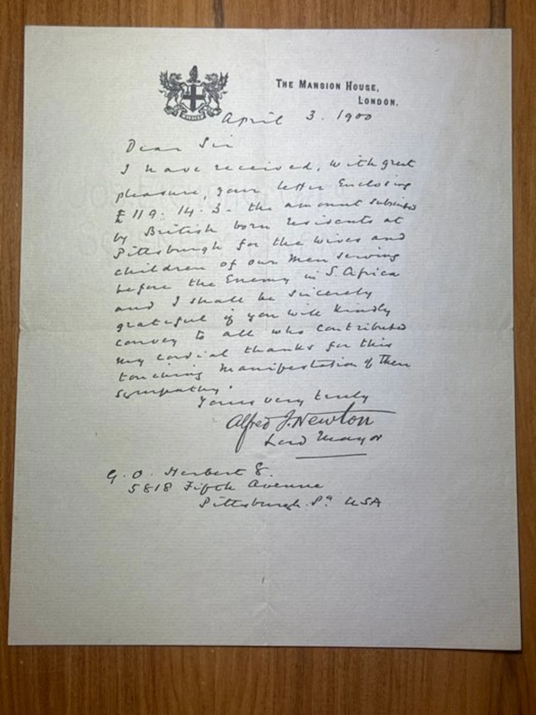 Alfred James Newton (1849–1921) Lord Major of London...