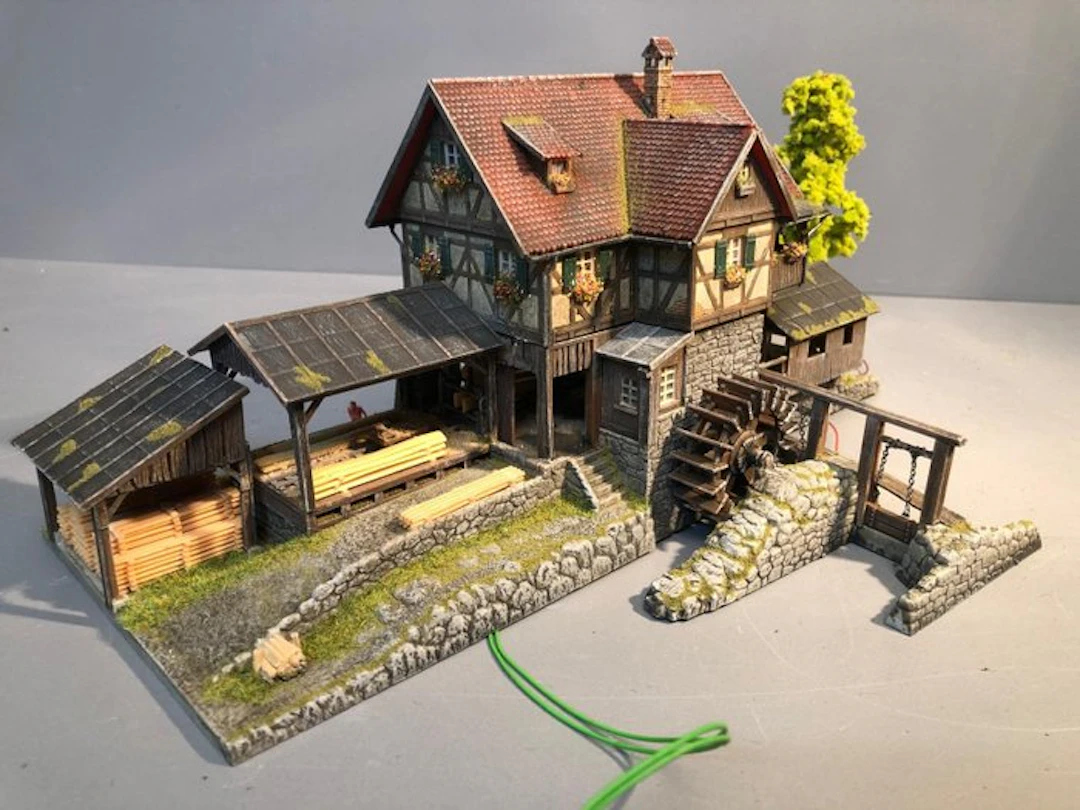 Faller H0 - 130229 - Model train buildings (1) - Watermill with sawmill (incl
