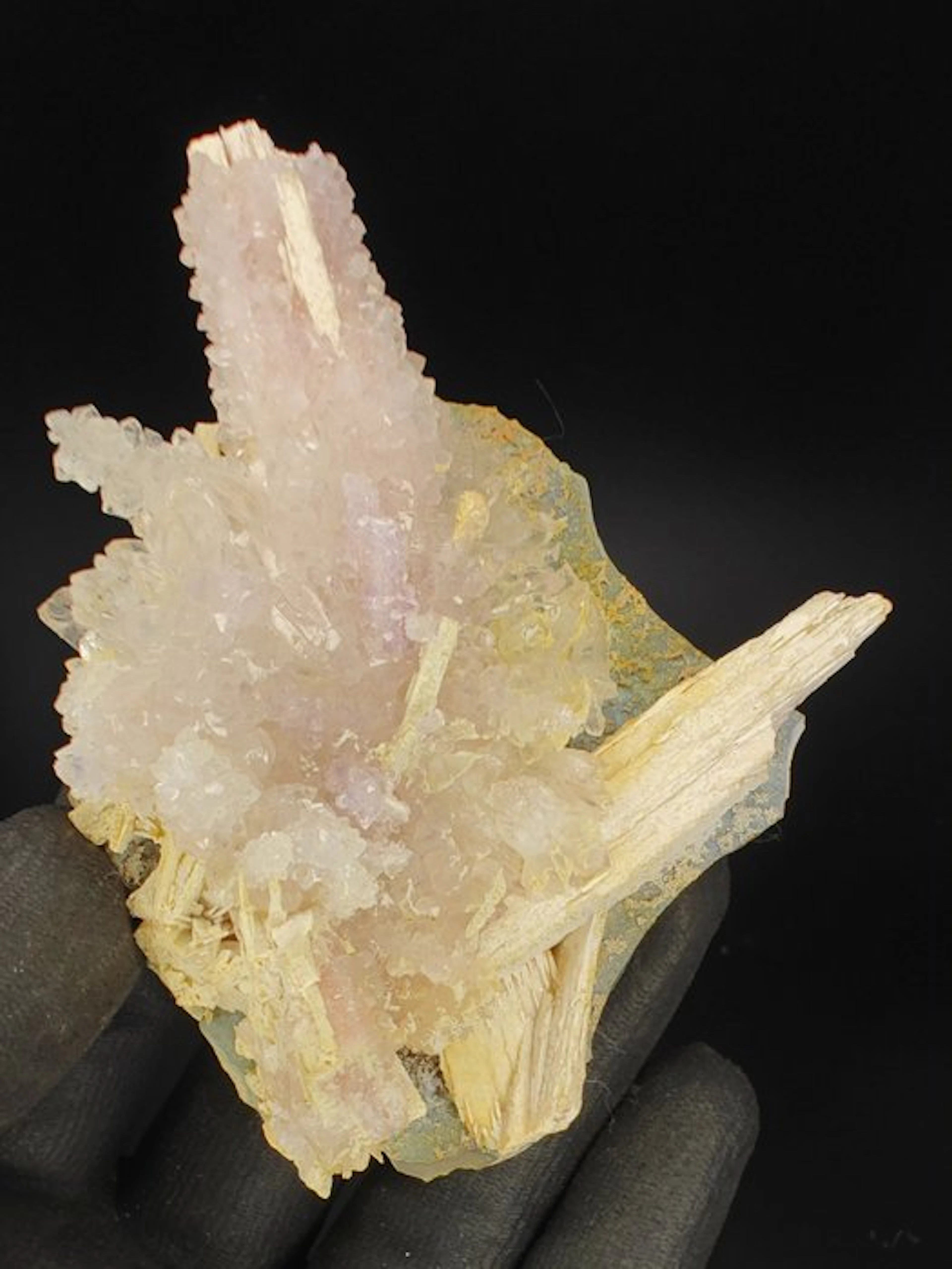 Quartz After Anydrite and Amethyst Crystals on matrix...