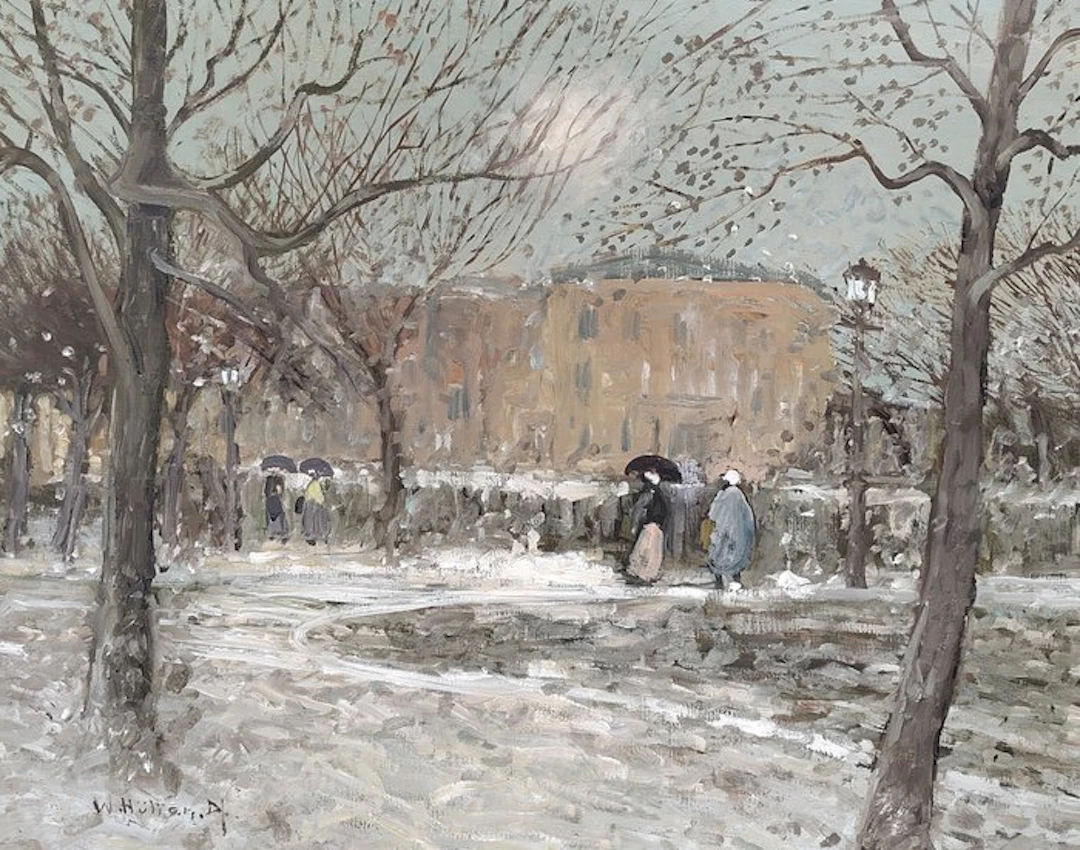 German school (XX) - Winters stadstafereel (Düsseldorf)