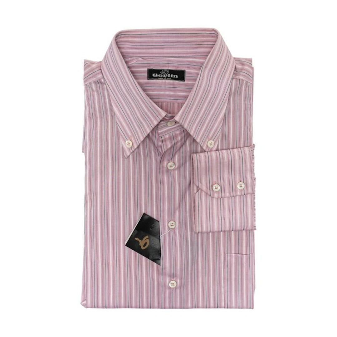 GERLIN - 16 - 41 - Shirt Striped Pink ALUMO Cotto 8C - Shirt - New with tags