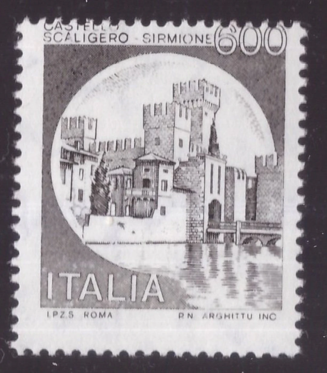 Italian Republic 1980 - 600 lire Castelli without the green print