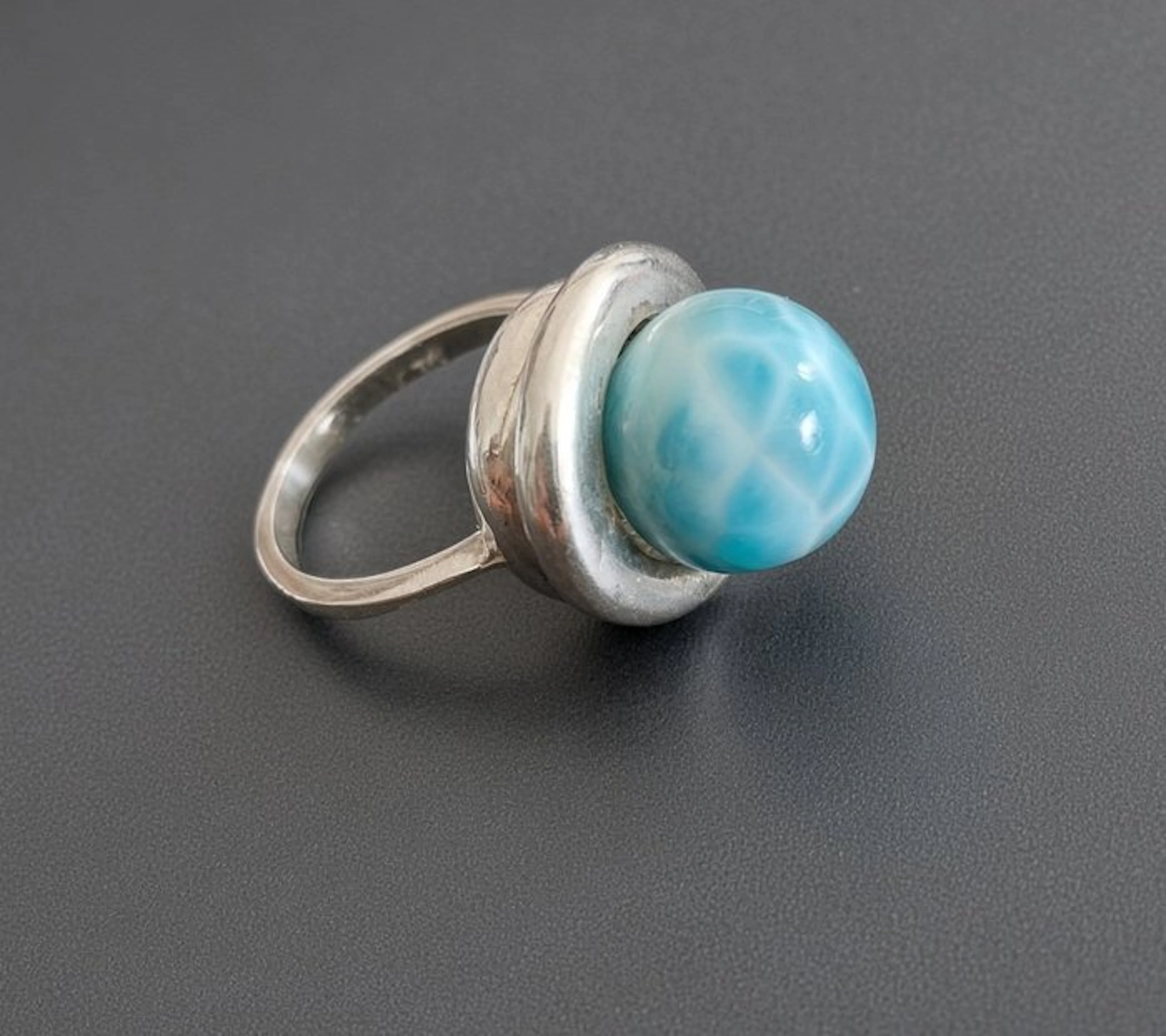 High-quality Larimar on solid 925 sterling silver