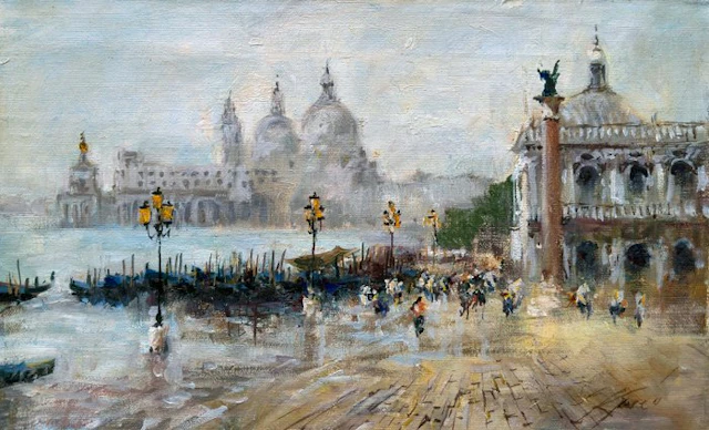Mikhail Kraiev (1957) - Venise – Quand la Brume se Mêle aux Eaux de Saint-Marc