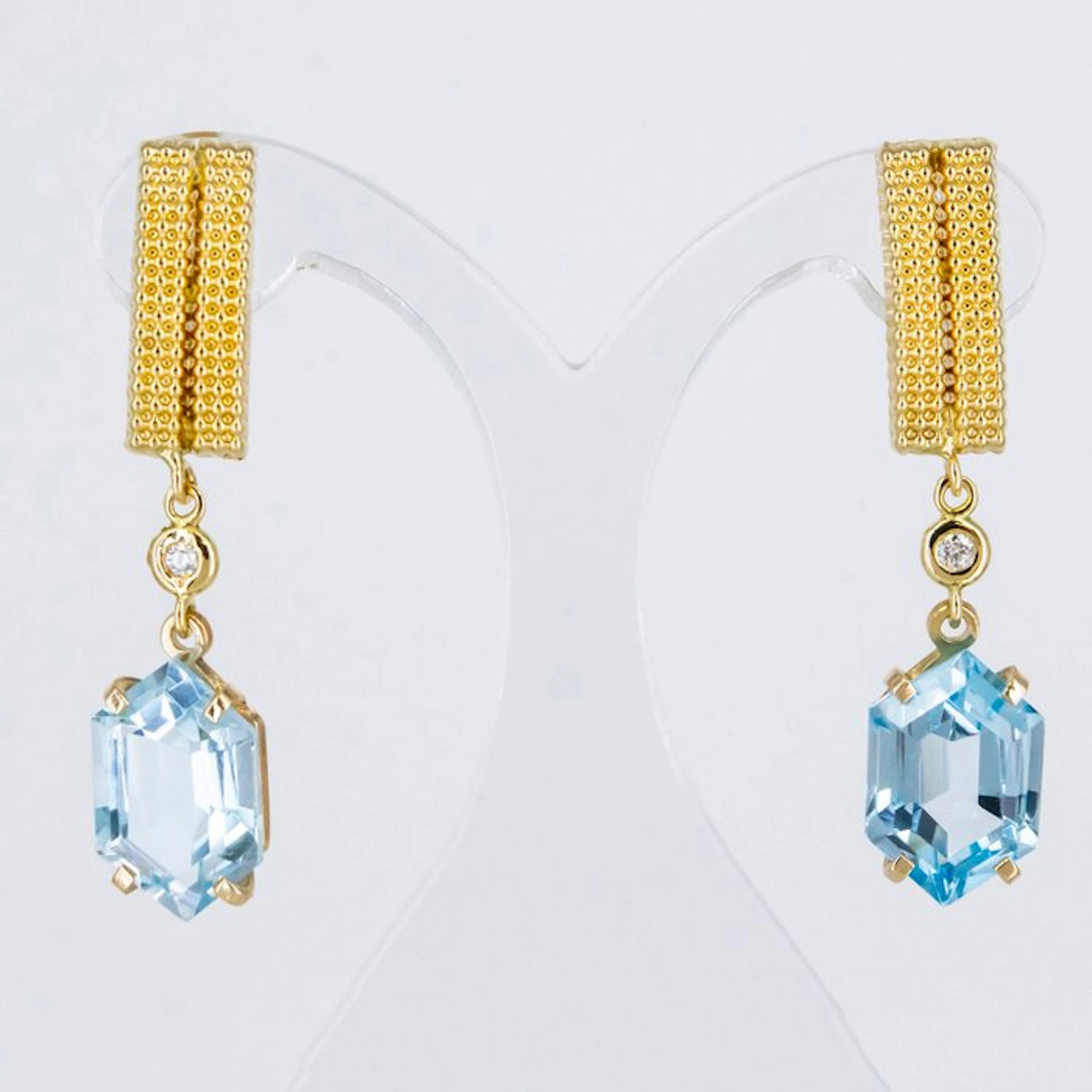 Earrings - 18 kt. Yellow gold Topaz - Diamond
