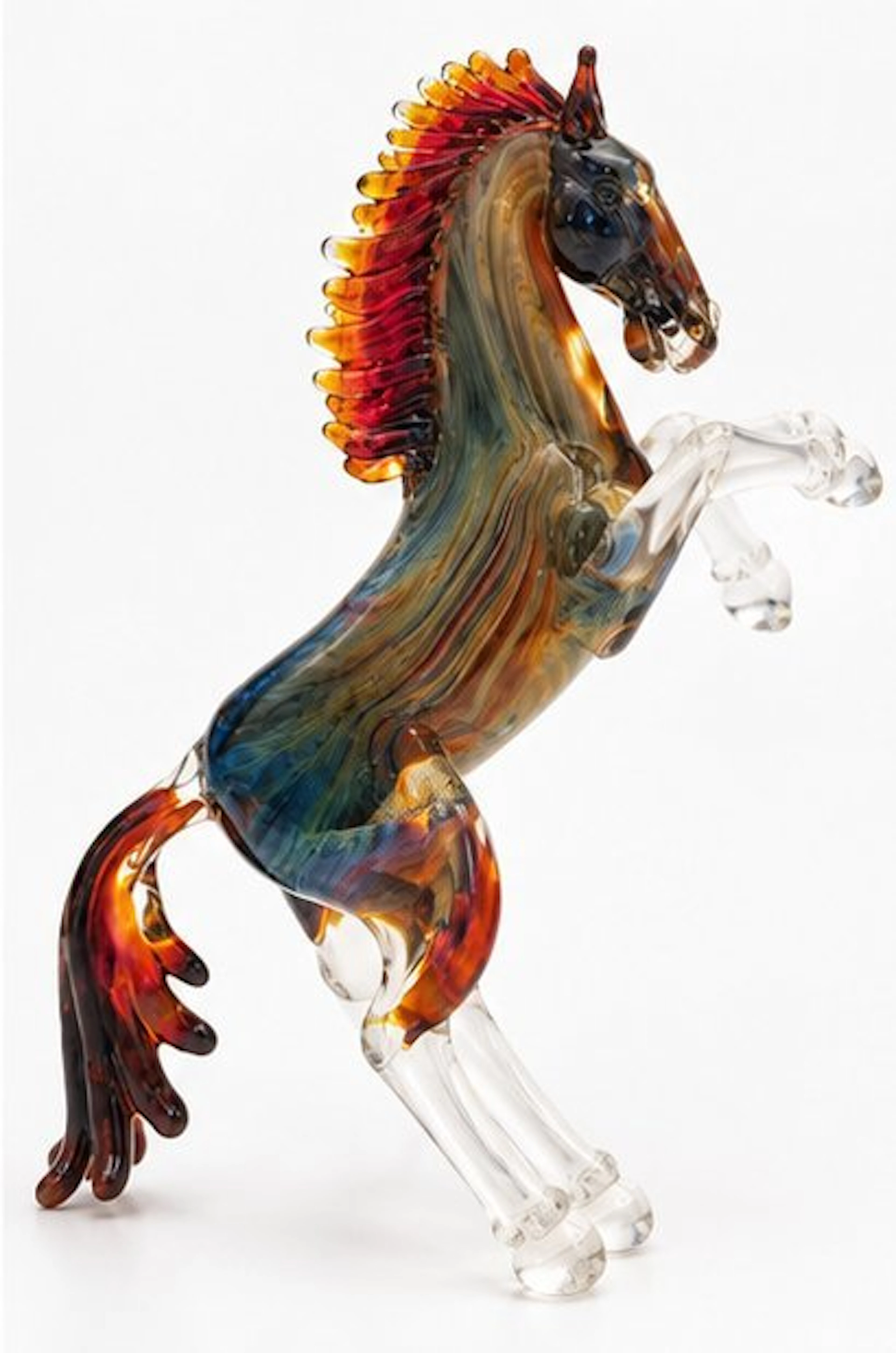 Zanetti - Oscar Zanetti - Sculpture, CAVALLO CALCEDONIO - 27 cm - Glass - 2019