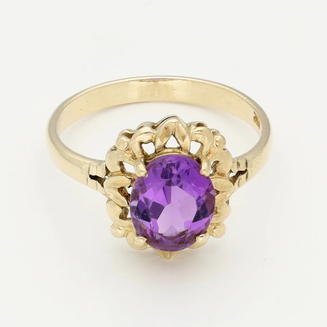 No reserve price - Ring - 14 kt. Yellow gold - Amethyst