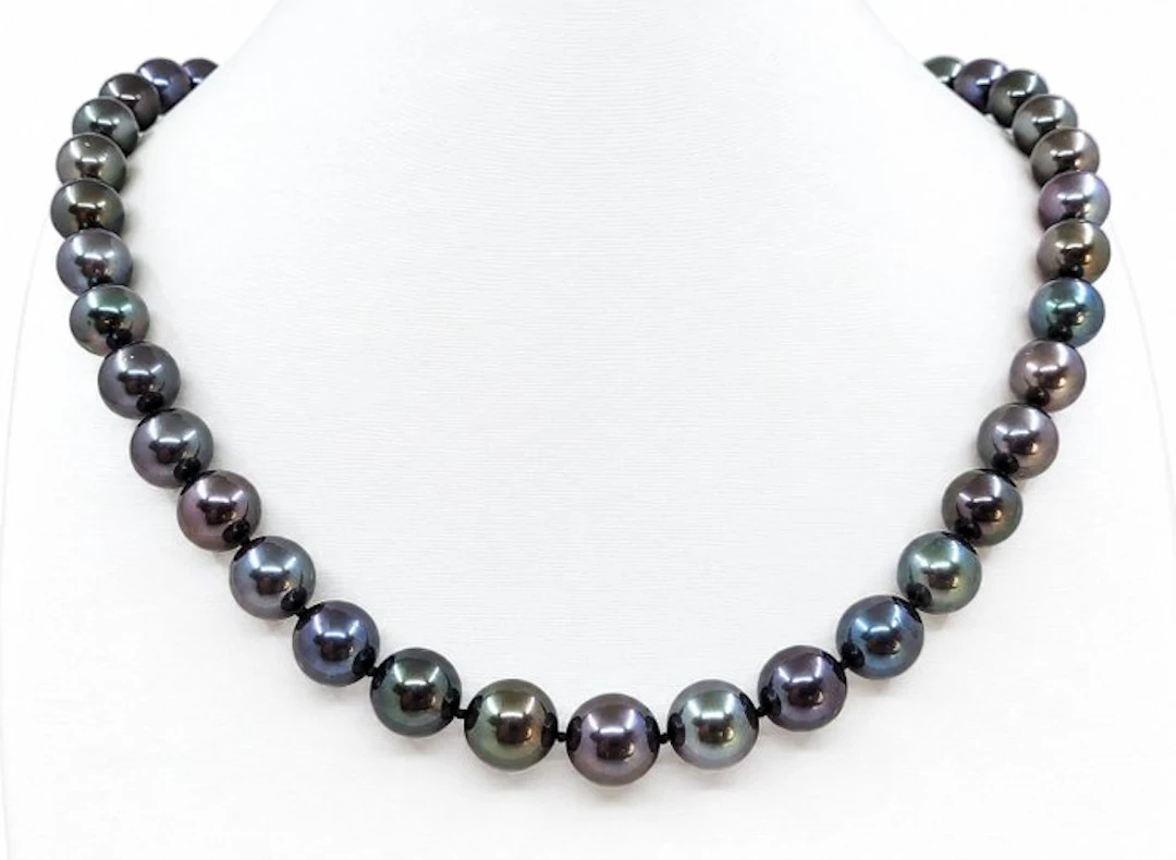 Necklace PSL Certified Black Tahitian Pearls - 8.0x10.5mm