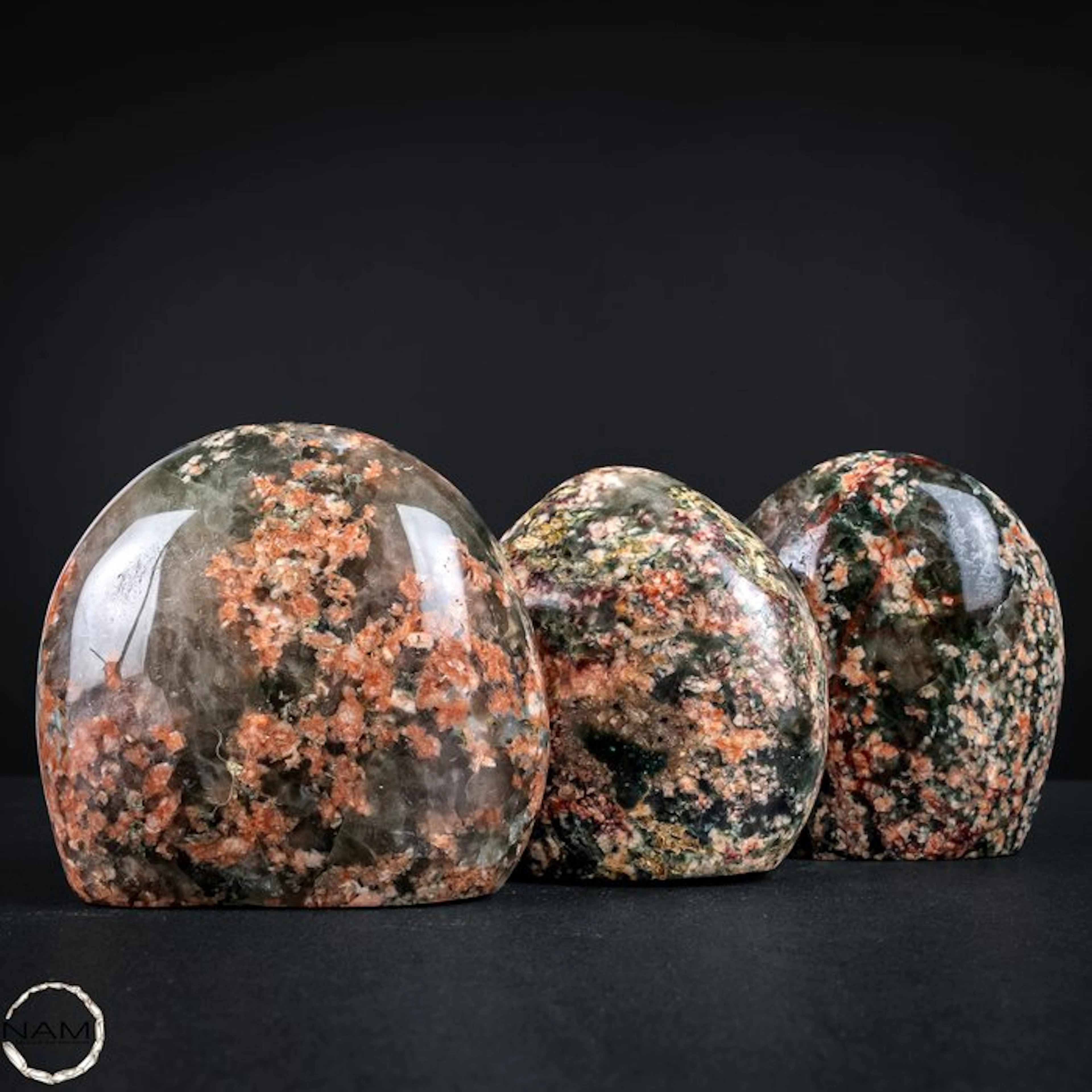 Green Flower Agate Freeforms – An expressive trio with...