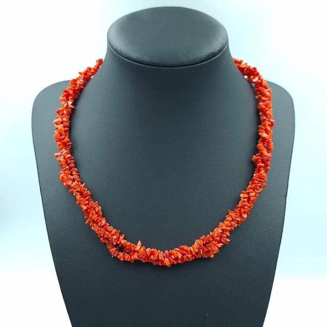 Coral - Silver - Necklace - Handcrafted Red Coral