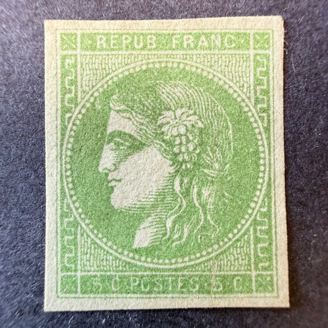 France - Yvert 42B “Bordeaux 5c green” mint. Very Fine.