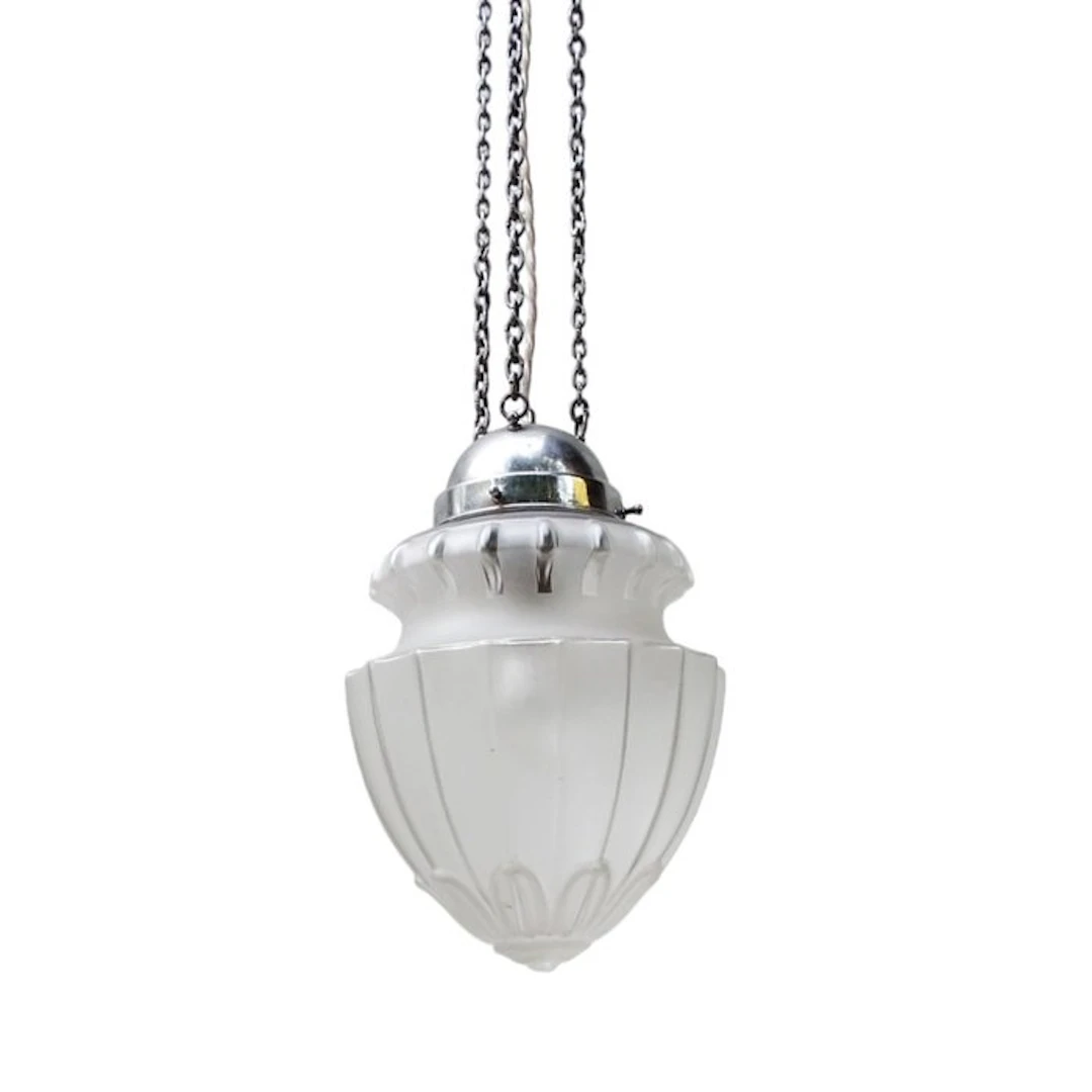 Manifattura Italiana Art Decò - Hanging lamp - Brass, Glass