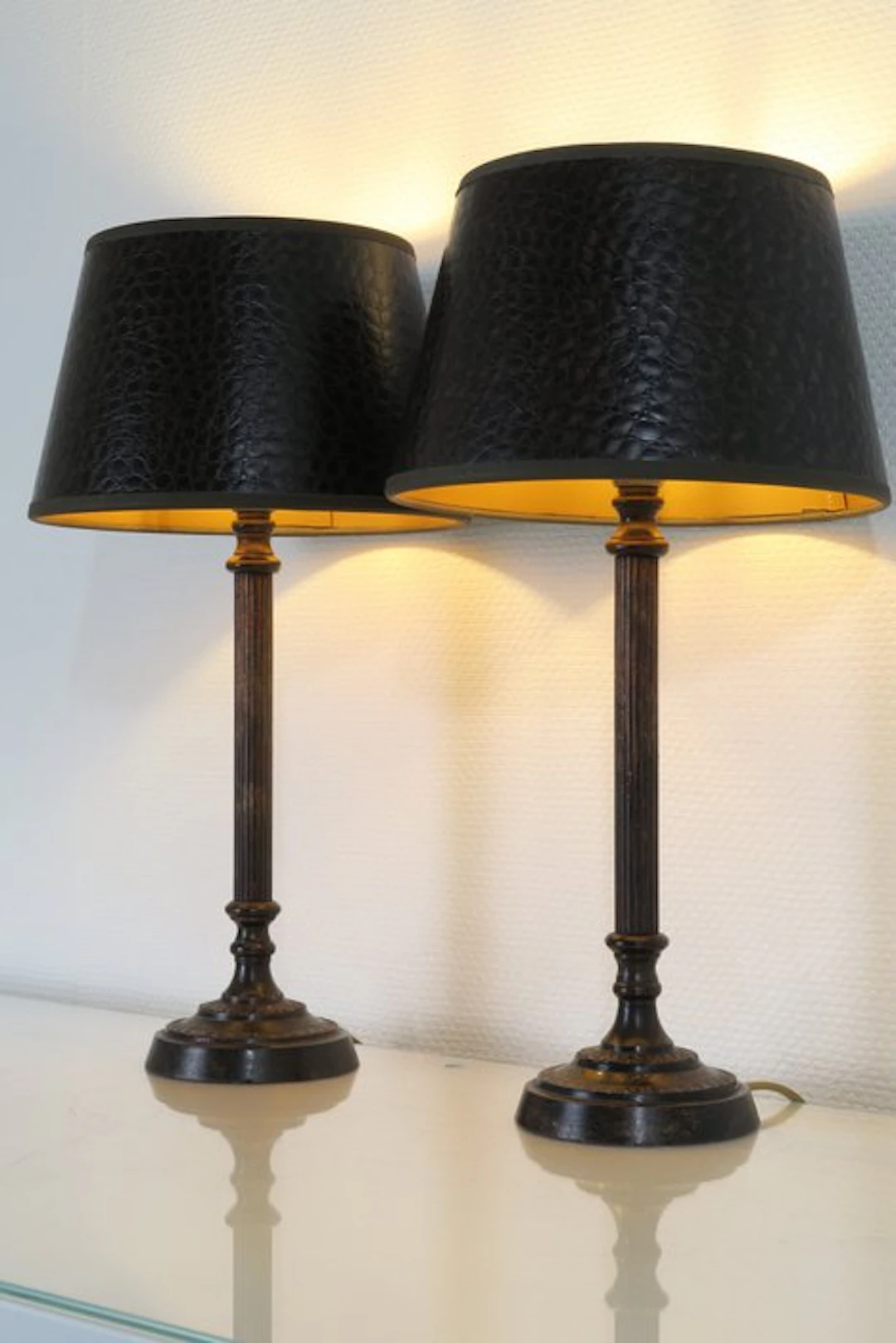 Set Chique Tafellampen / Bureaulampen - Table lamp (2) - Metal
