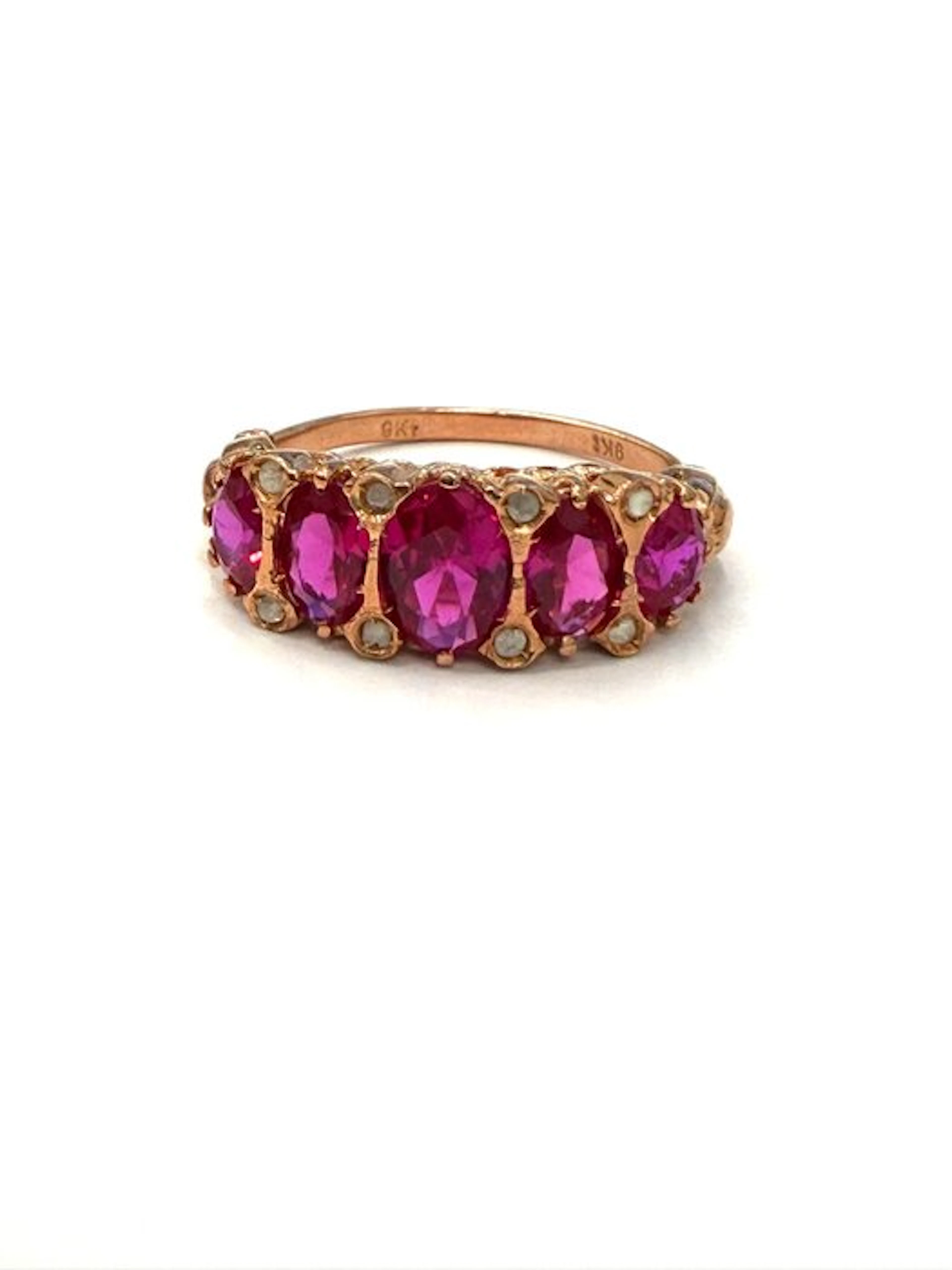 No reserve price - Ring - 9 kt. Rose gold, Silver Spinel - Diamond