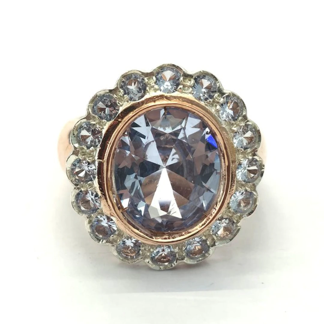 No reserve price - Ring - 9 kt. Rose gold, Silver Spinel - Spinel