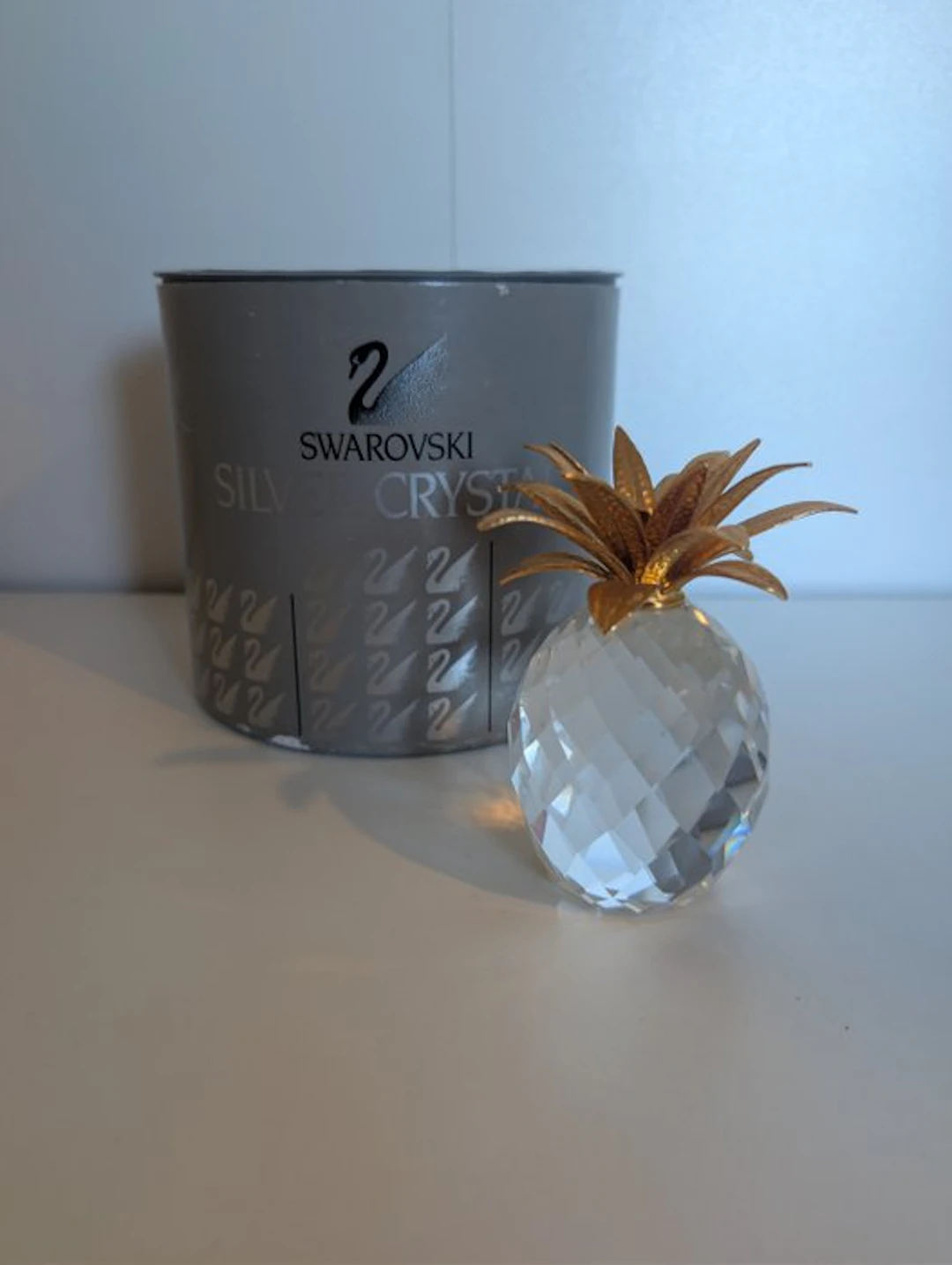 Swarovski - Figurine - Pineapple big Gold - 010044 - Box - Crystal, Gold plated
