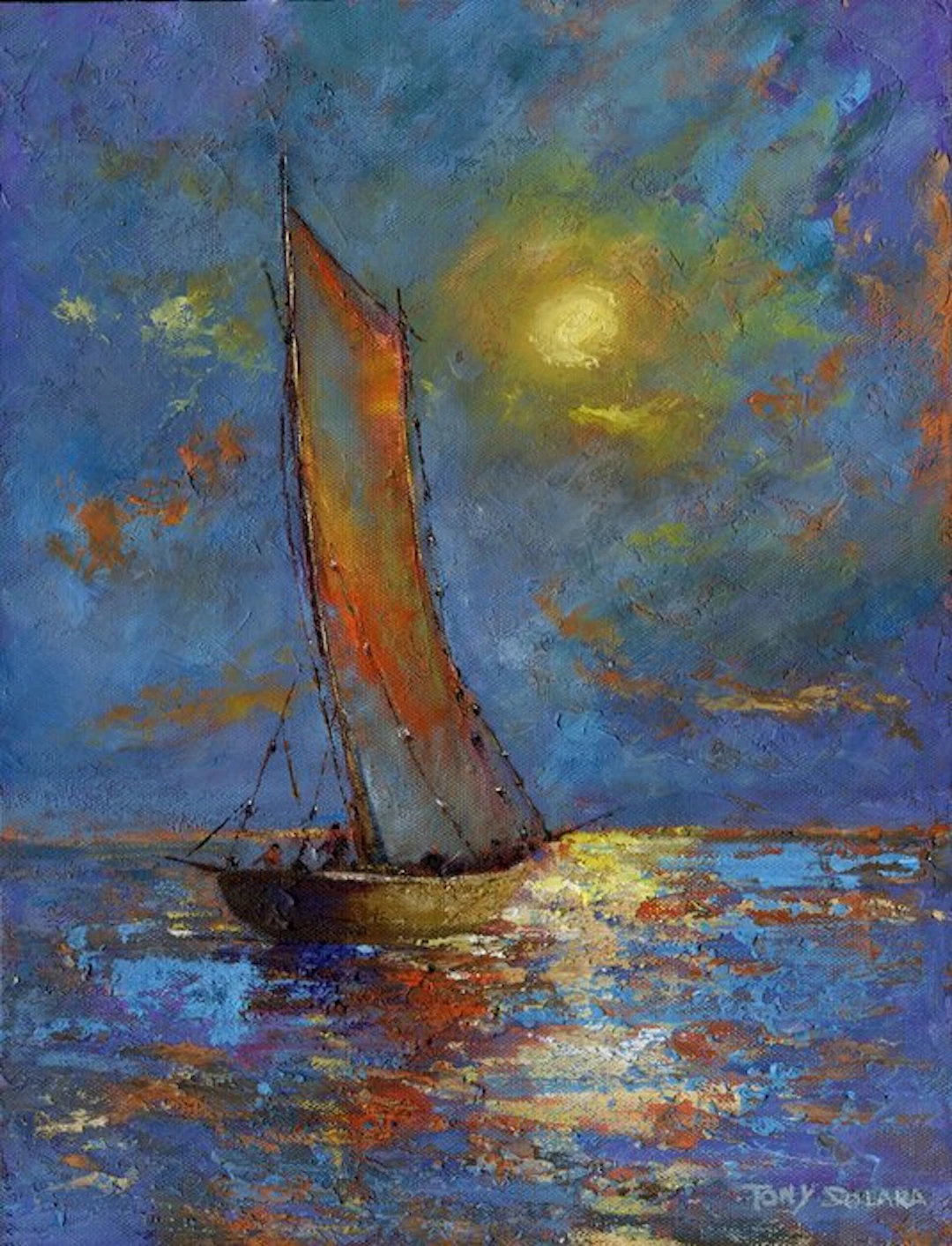 Tony Solara (XX) - Velero al atardecer