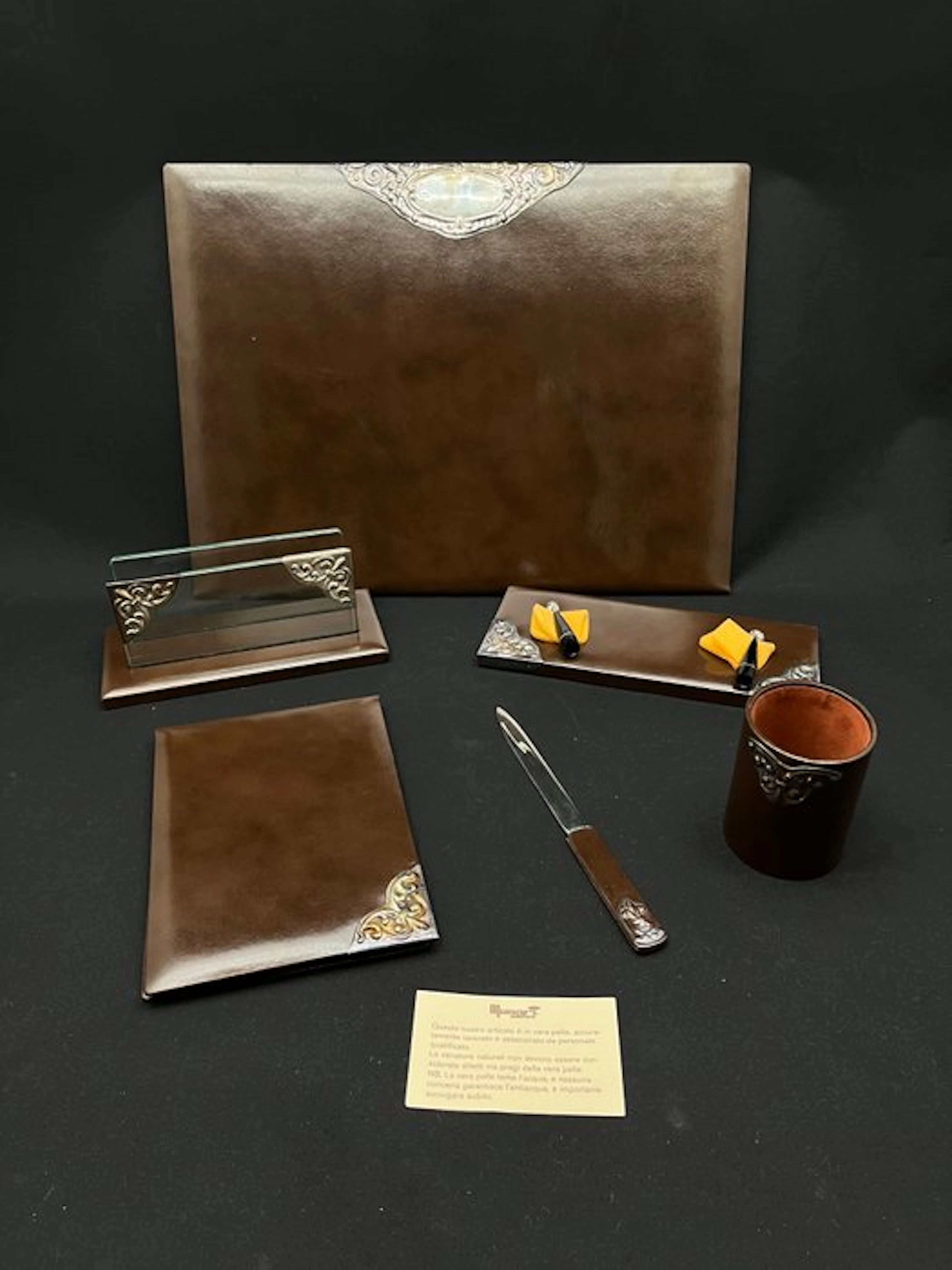 Munari - Desk set - Leather, Silver