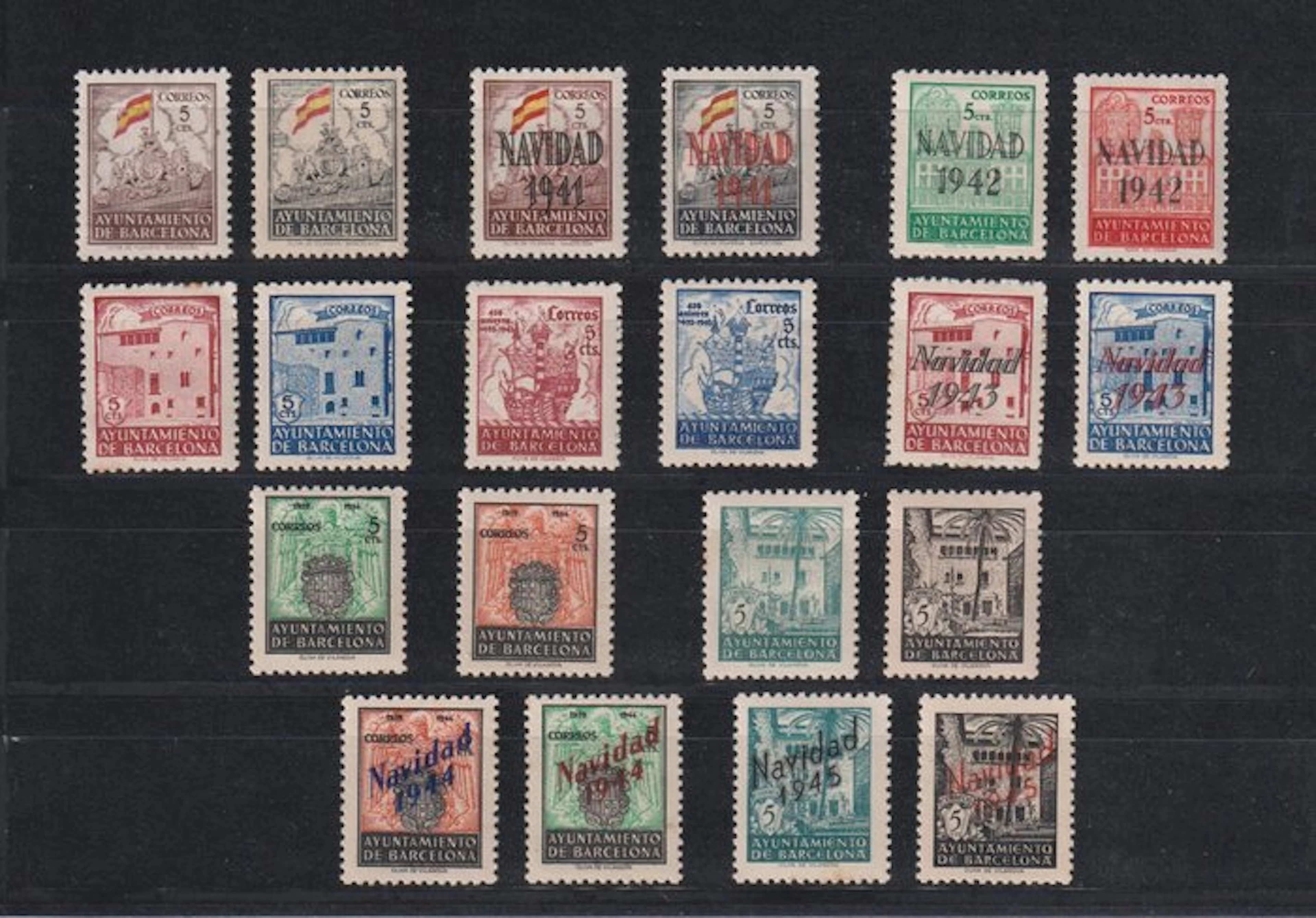 Spain 1944/1945 - Barcelona City Hall - stamps of the little leaves - sh