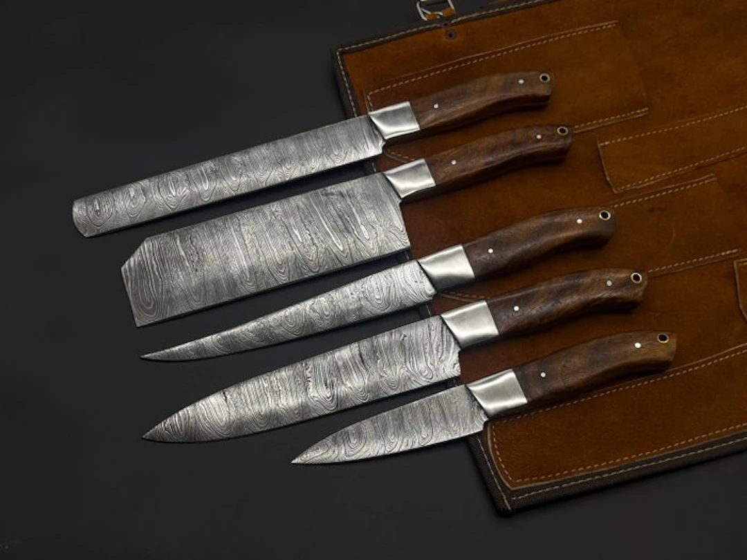 Japanese Style Kitchen Knife SET With Leather BAG...